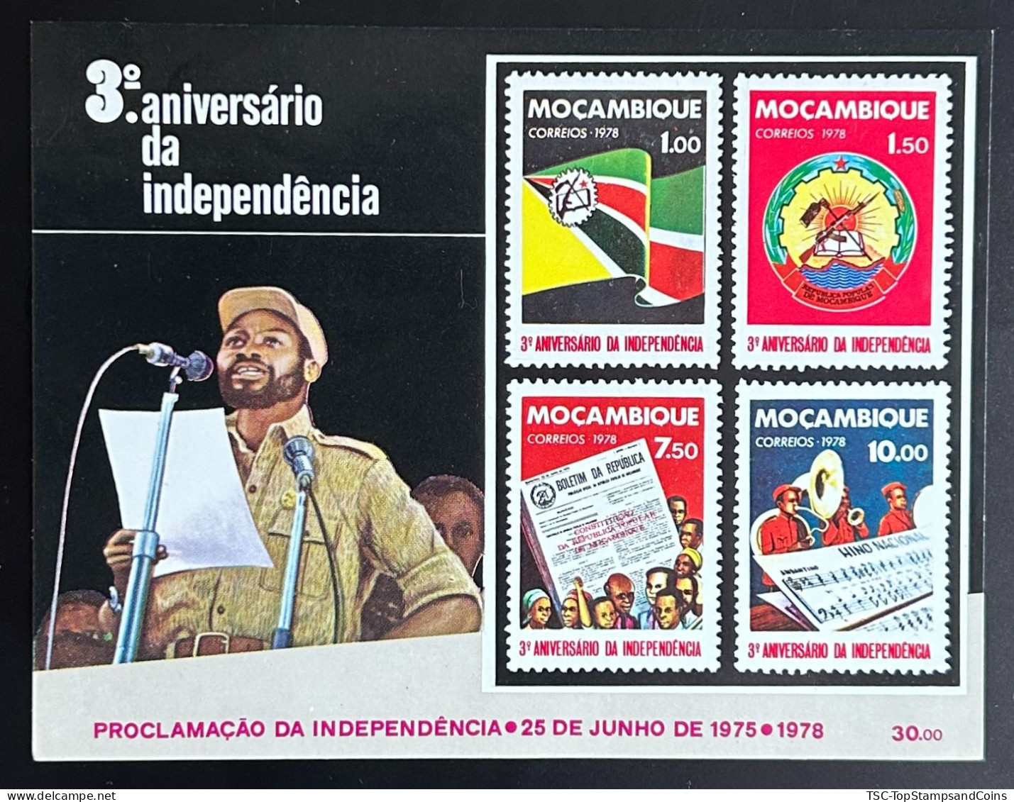 MOZ0658-61MNHBS - 3rd. Anniversary Of Independence - Non Perforated Minisheet - Mozambique - 1978 - Mozambique