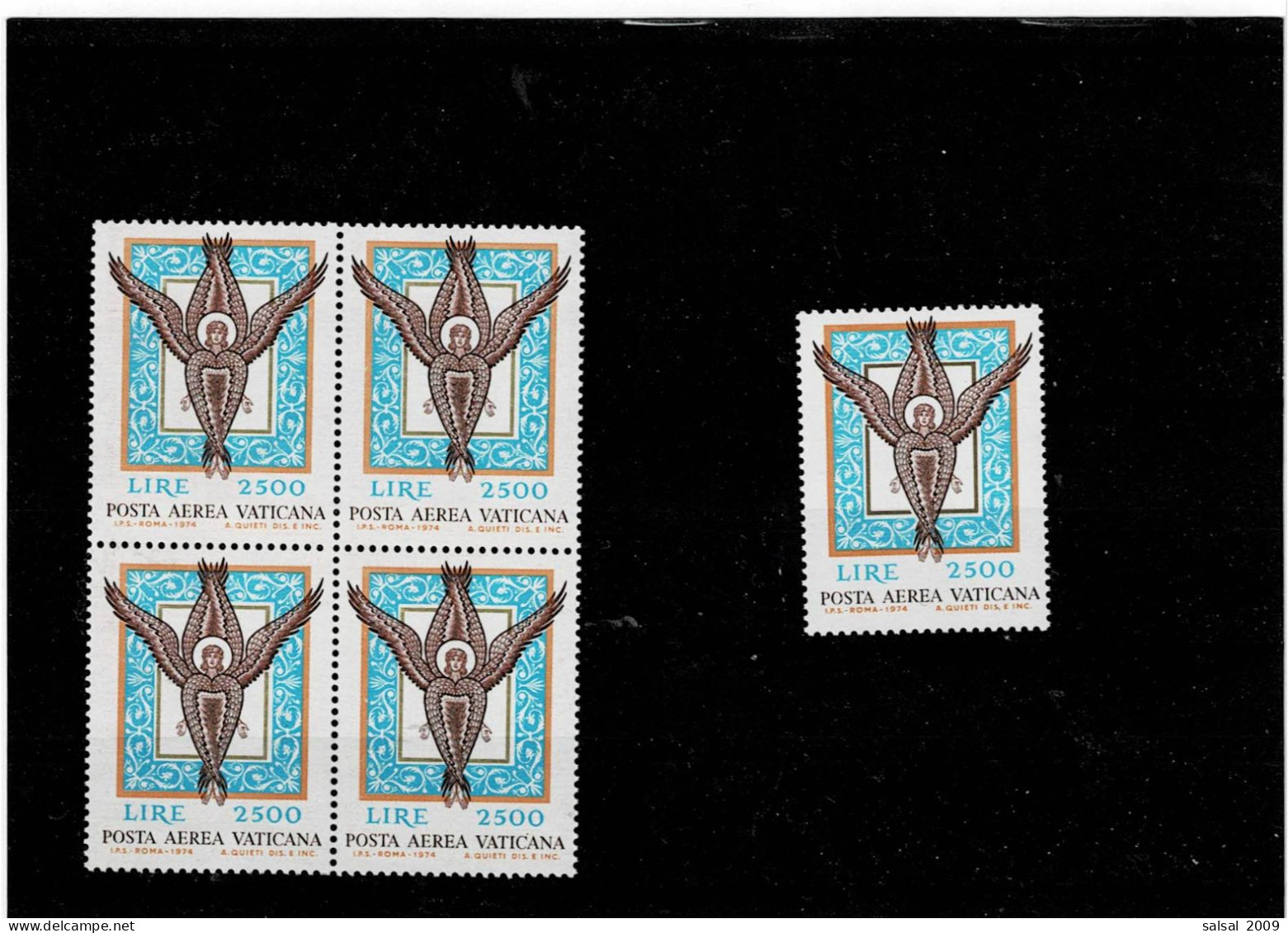 VATICANO ,"Angelo",quartina + Singolo ,P.A . MNH ,qualita Splendida - Airmail