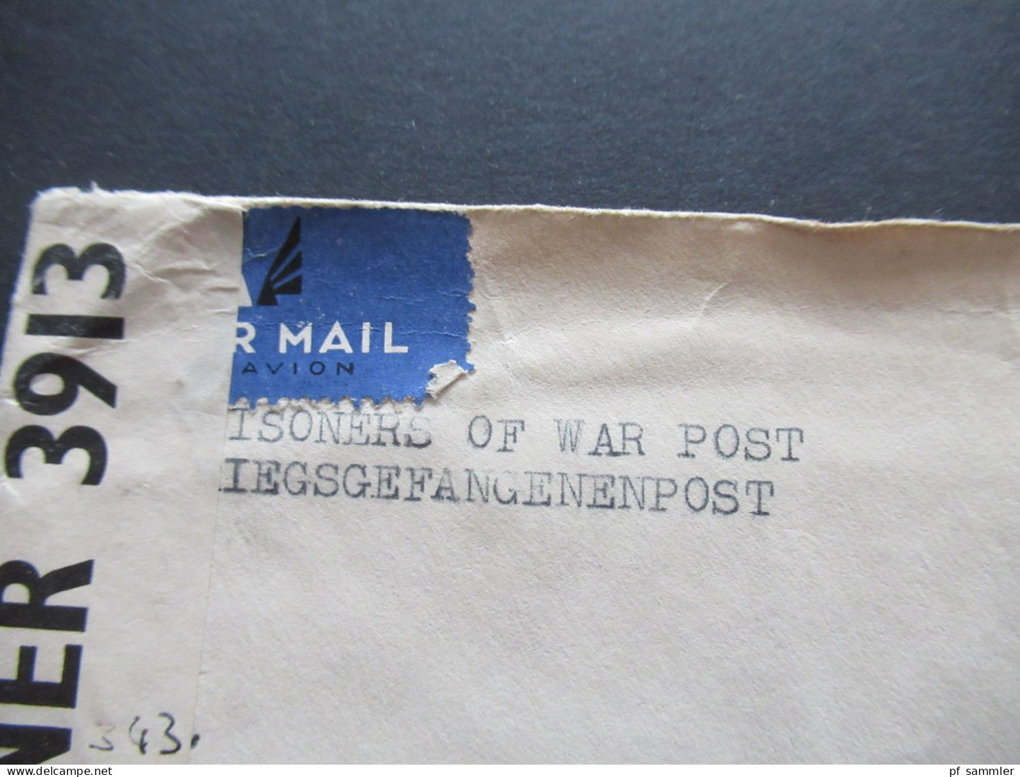 GB Mit Perfin 1941 POW Kriegsgefangenenpost Mit Zensurstreifen Opened By Examiner 3913 Hemer Lazarett Oflag XC VI - Covers & Documents