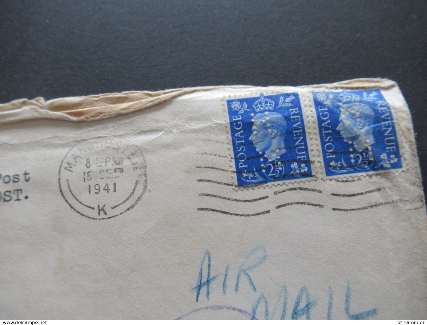 GB Mit Perfin 1941 POW Kriegsgefangenenpost Mit Zensurstreifen Opened By Examiner 3913 Hemer Lazarett Oflag Geprüft - Storia Postale