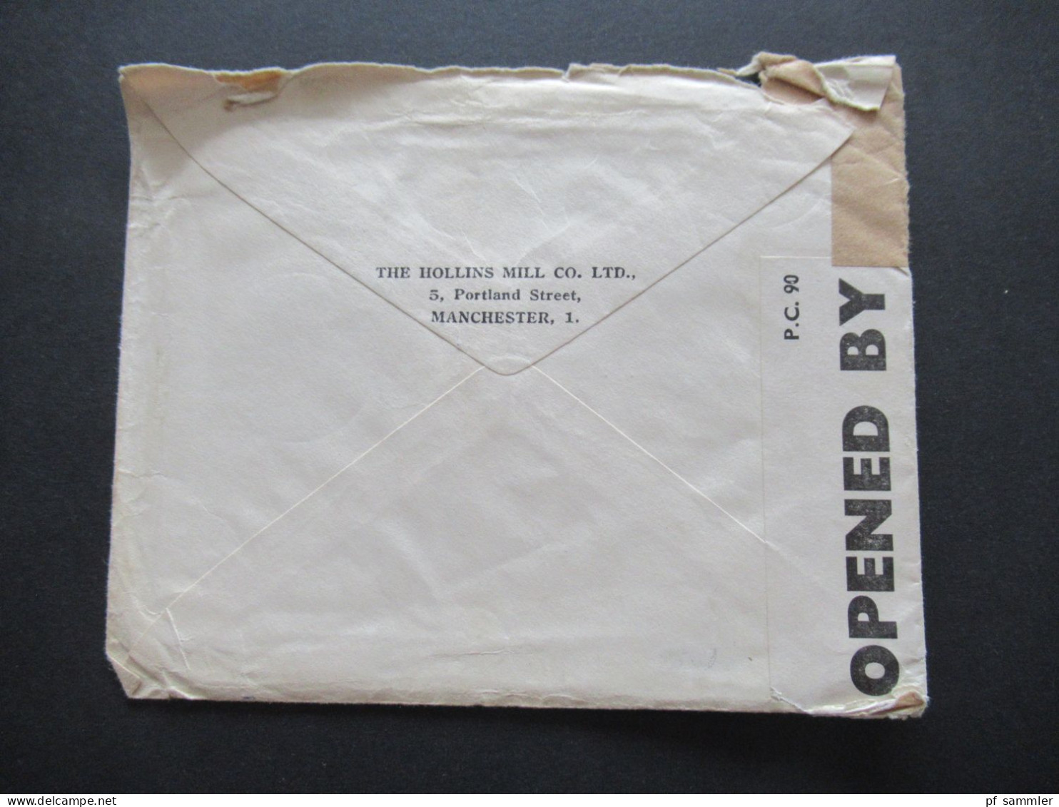 GB mit Perfin 1941 POW Kriegsgefangenenpost mit Zensurstreifen Opened by Examiner 3913 Hemer Lazarett Oflag geprüft