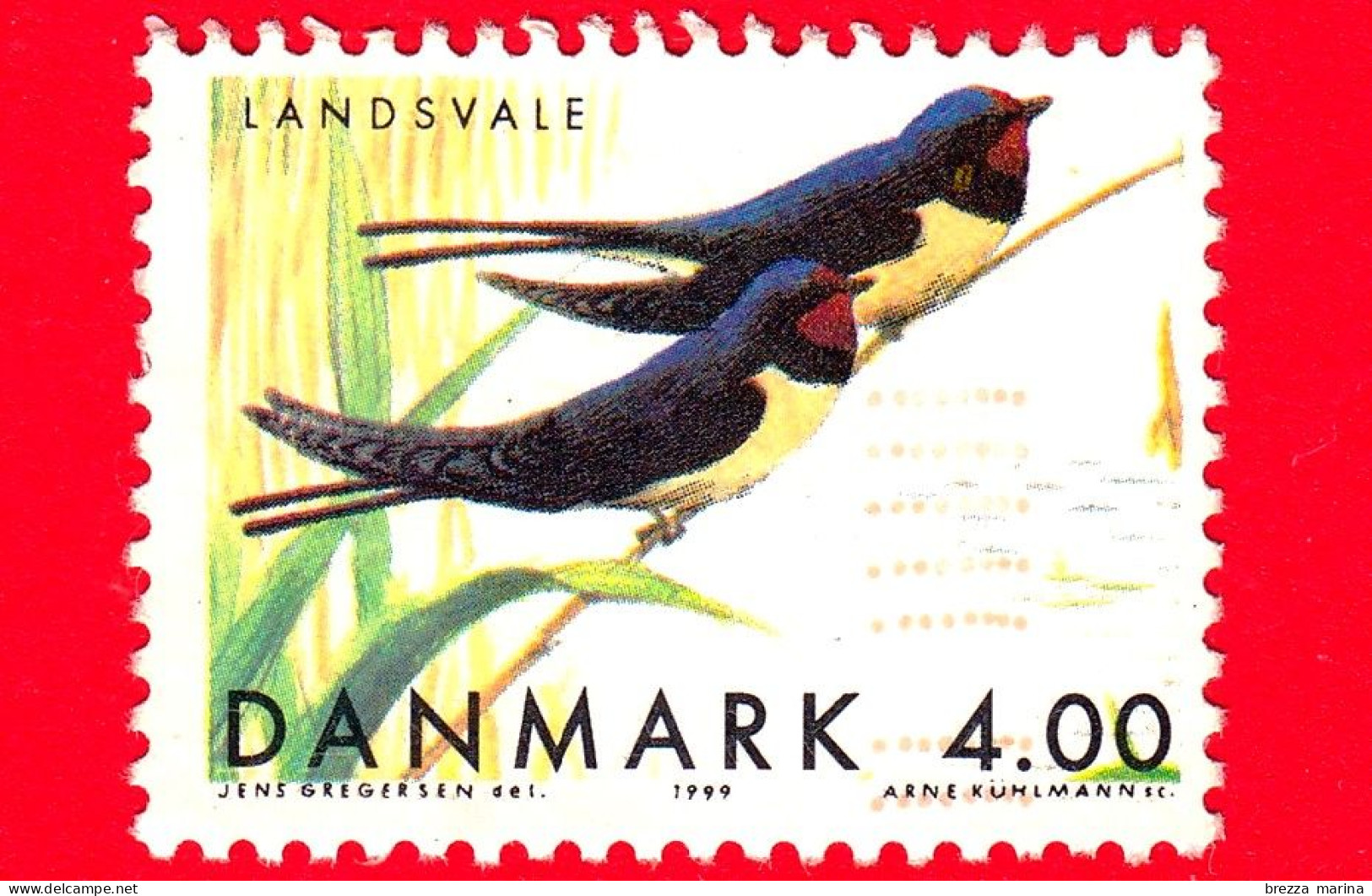 DANIMARCA - Danmark - 1999 - Uccelli Migratori - Birds - Rondine (Hirundo Rustica) - 4.00 - Usado