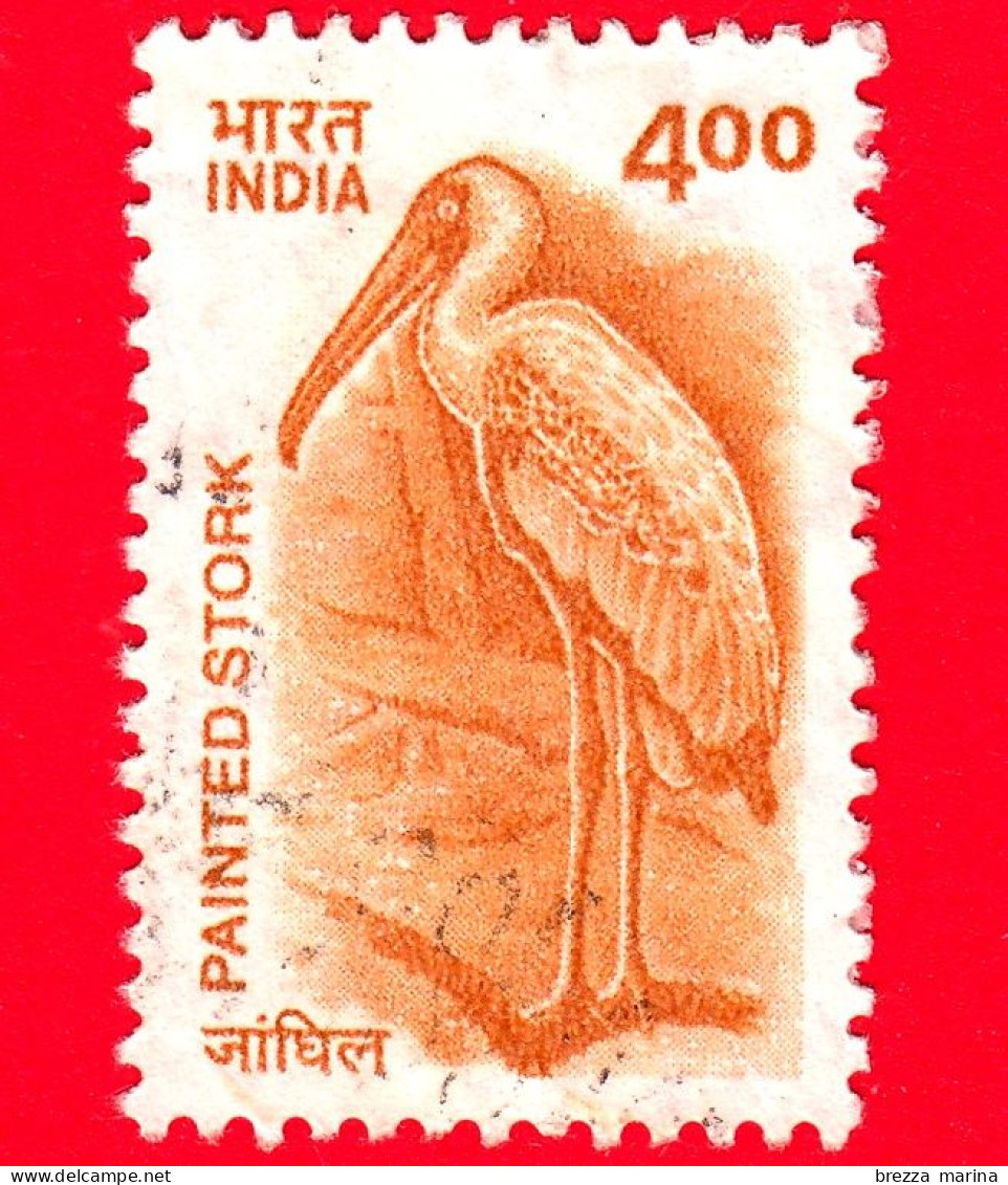 INDIA - Usato - 2000 - Buntstorch, Mycteria Leucocephala - 4.00 - Usati