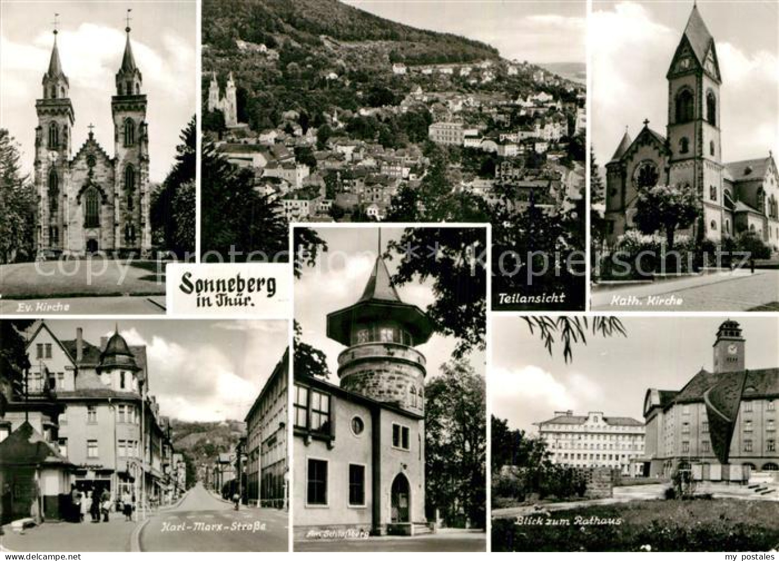 72966697 Sonneberg Thueringen Kirche Schlossberg Rathaus Karl Marx Strasse Teila - Sonneberg