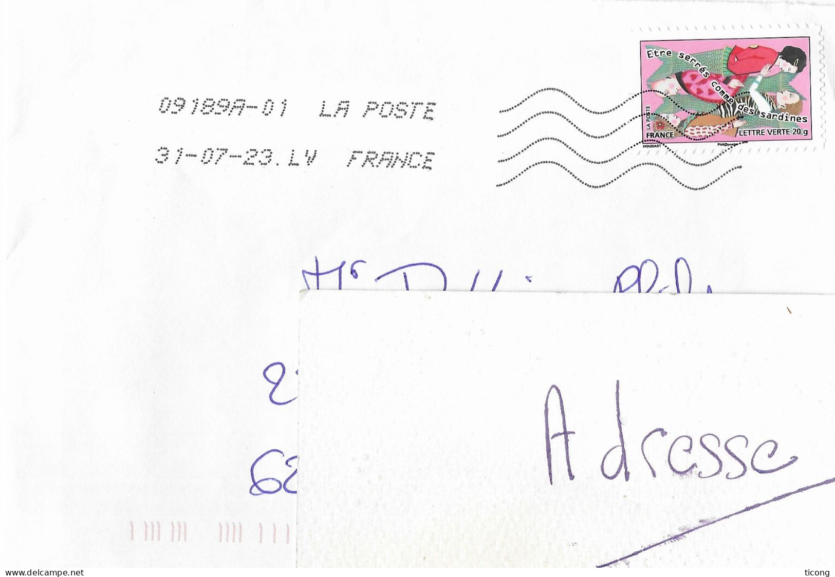 ETRE SERRES COMME DES SARDINES SEUL SUR LETTRE FLAMME LA POSTE 2023, VOIR LES SCANNERS - Storia Postale