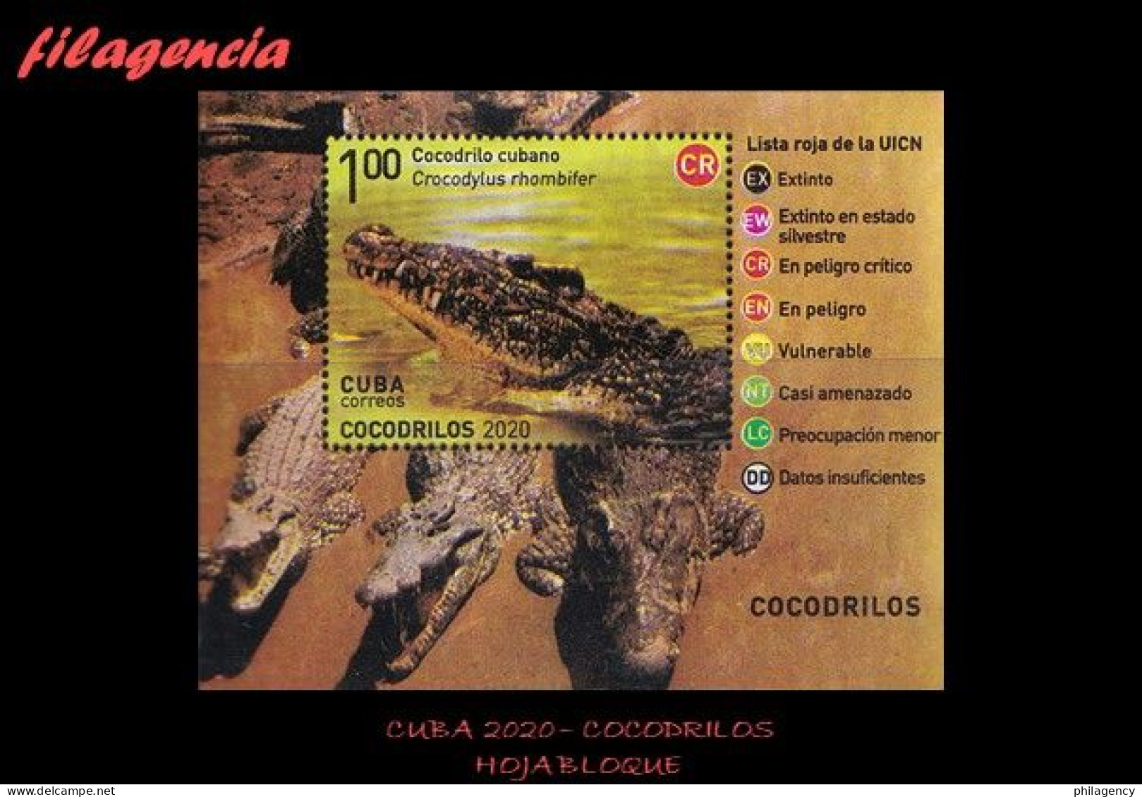 CUBA MINT. 2020-17 FAUNA. COCODRILOS. HOJA BLOQUE - Ungebraucht