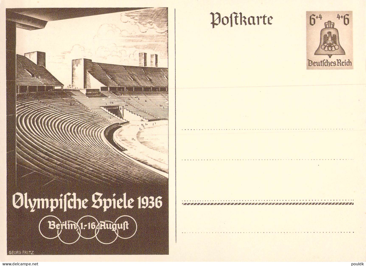 Germany 1936 Postal Stationary Olympic Games In Berlin - Mint. Two Minor Stain Spots On Backside. Weight 0,04 Kg - Zomer 1936: Berlijn