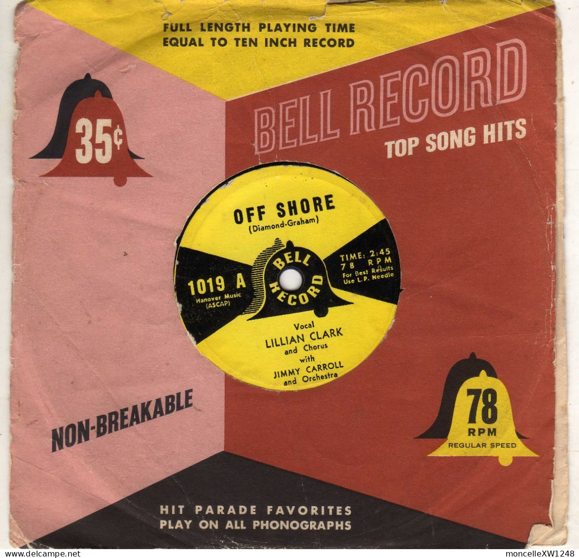 Lillian Clark - 78 T SP Off Shore (1952 - US) - 78 T - Discos Para Fonógrafos