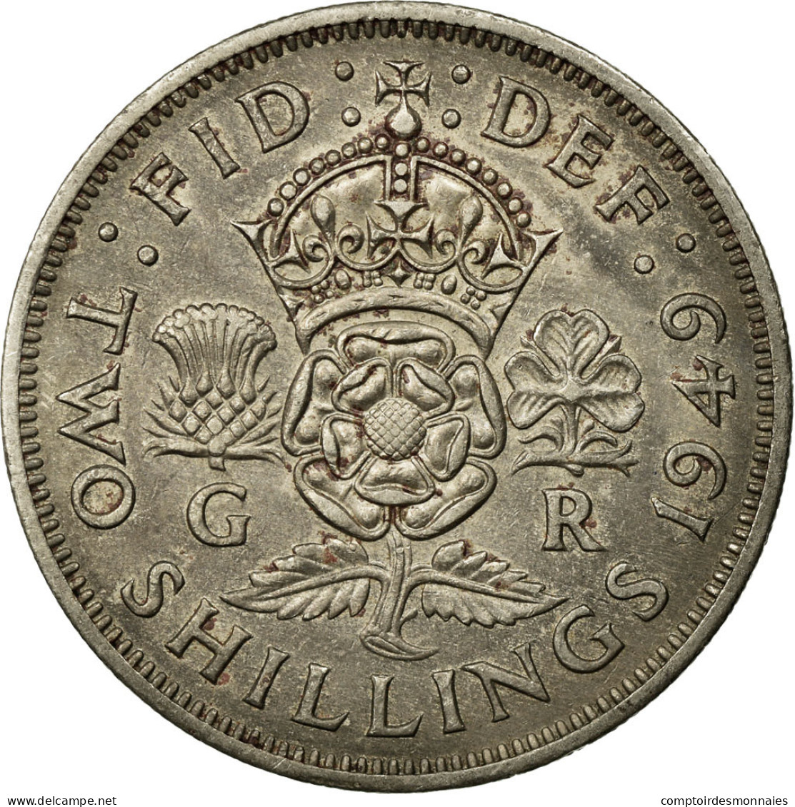 Monnaie, Grande-Bretagne, George VI, Florin, Two Shillings, 1949, TTB - J. 1 Florin / 2 Shillings