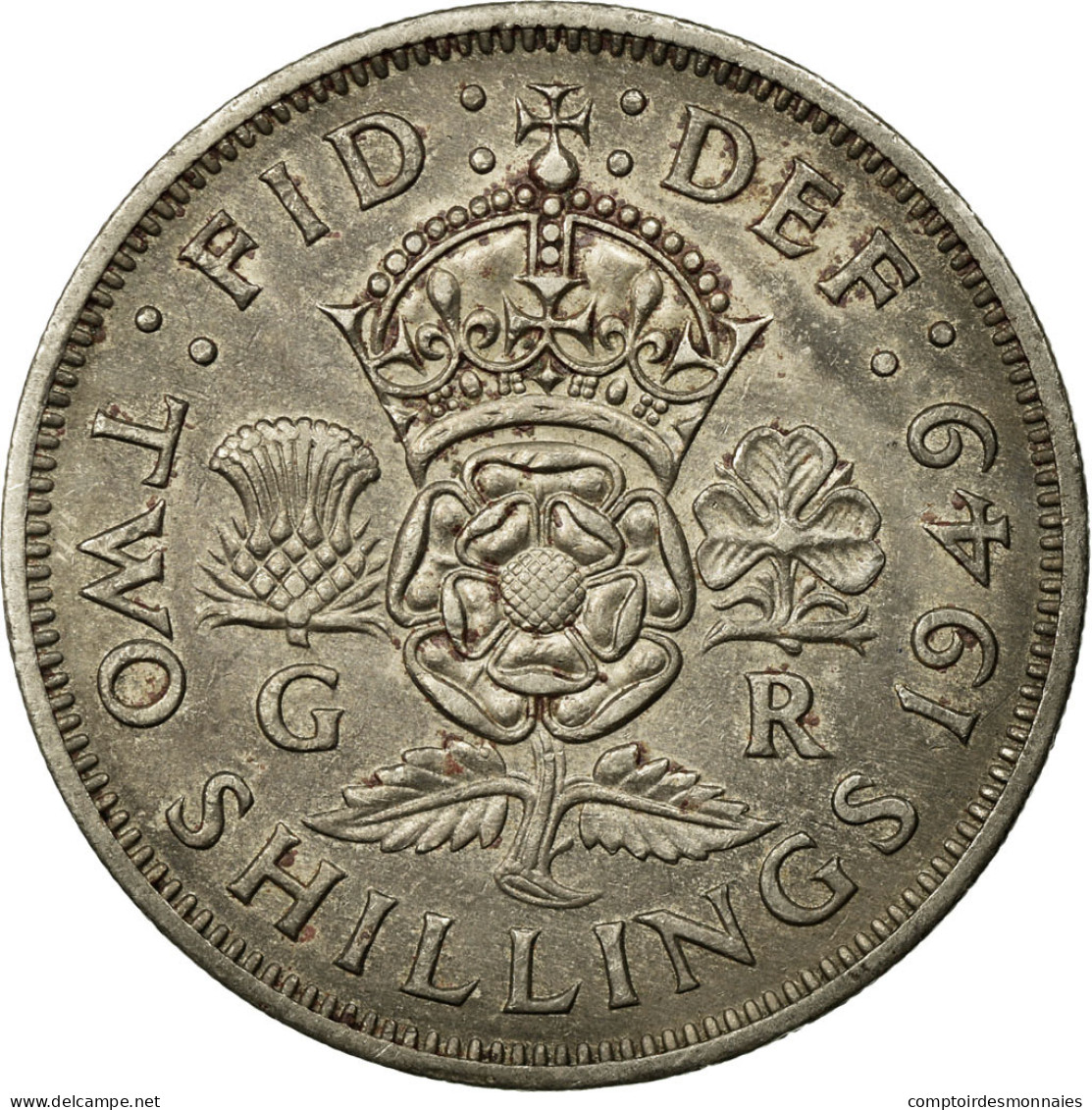 Monnaie, Grande-Bretagne, George VI, Florin, Two Shillings, 1949, TTB - J. 1 Florin / 2 Schillings