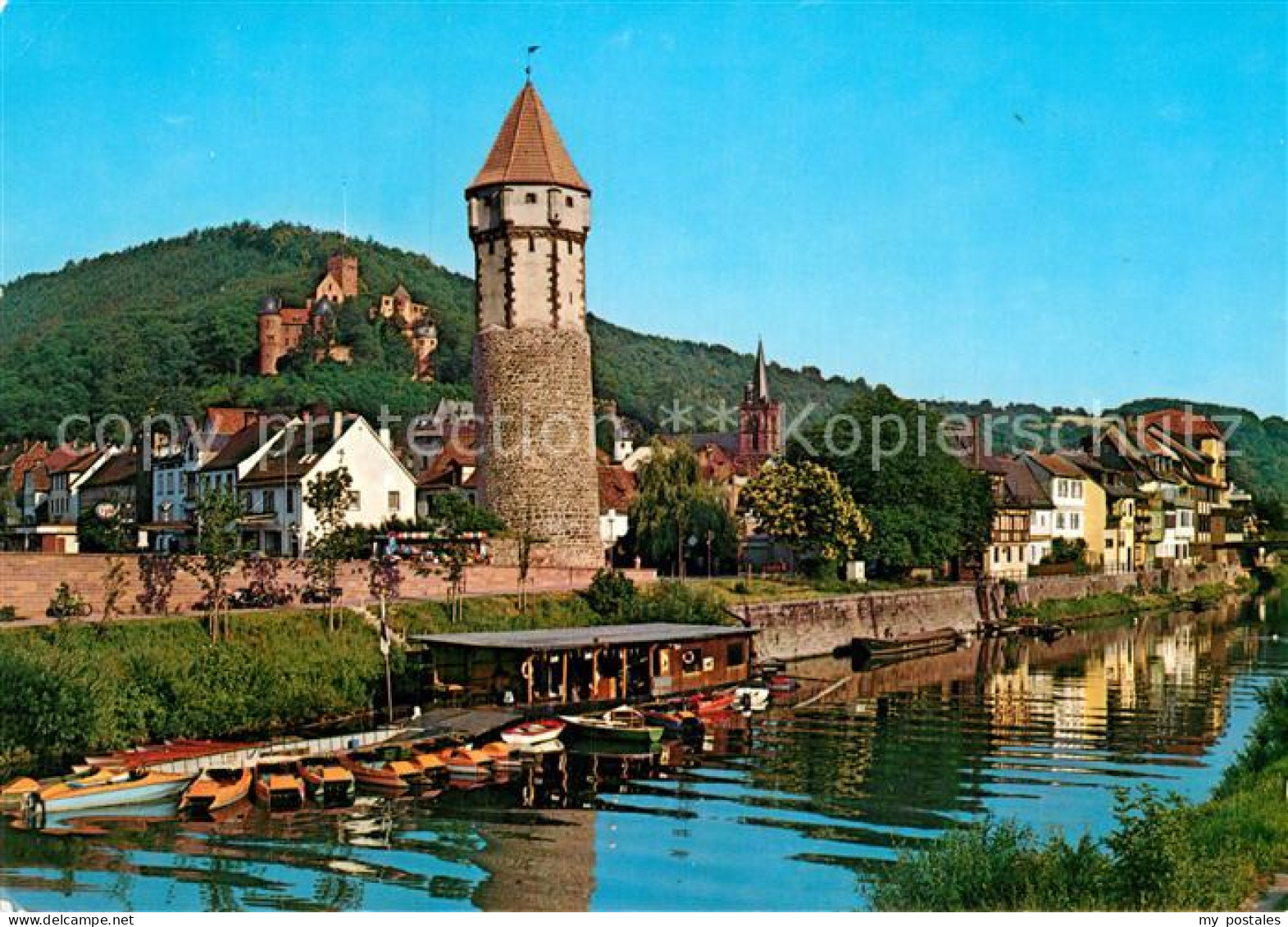 72961114 Wertheim Main Partie Am Fluss Bootsanleger Turm Burg Bestenheid - Wertheim