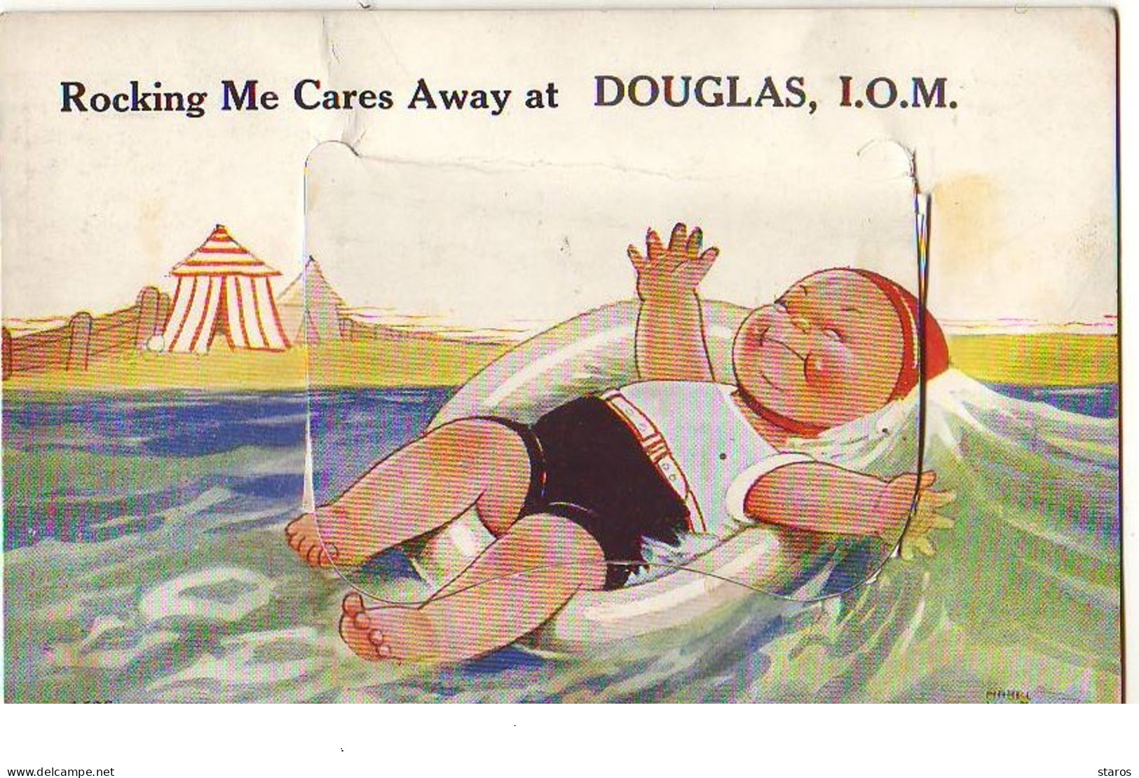 Carte à Système - Rocking Me Cares Away At DOUGLAS, I.O.M. - Pull Out - Lucie Attwell - Ile De Man