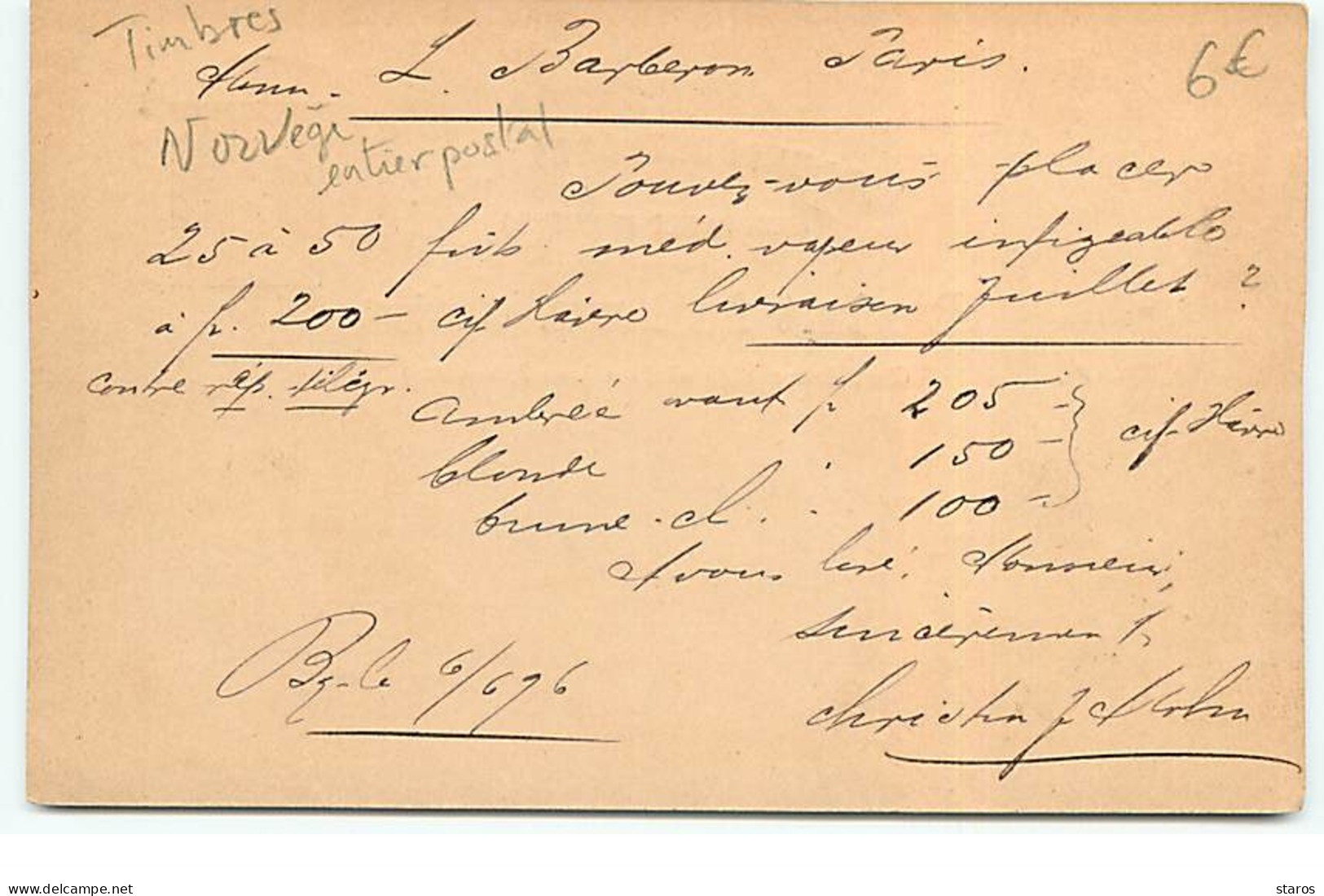 NORVEGE - Entier Postal - Cachet Christian J. Mohn - Bergen - Interi Postali