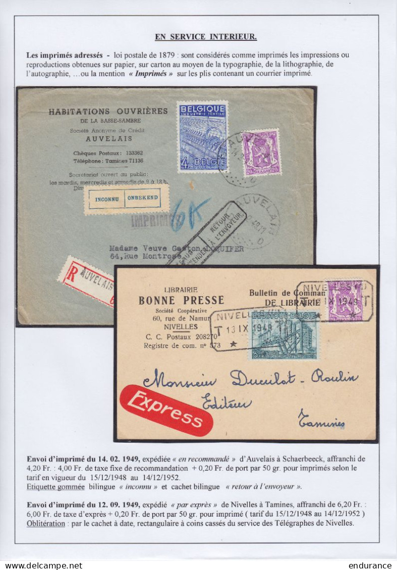 Série 'Exportation Belge' 1948 - superbe collection - tous types de documents, d'oblitérations, … + 230 documents - voir