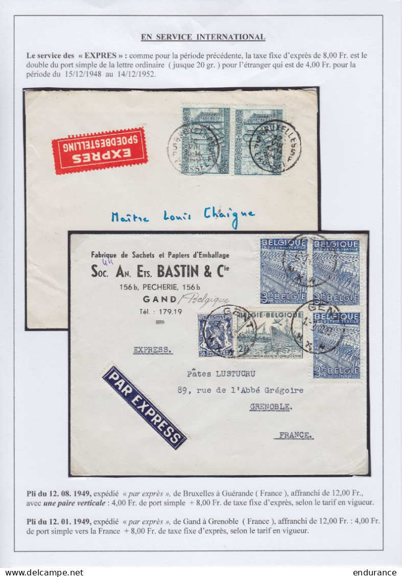 Série 'Exportation Belge' 1948 - superbe collection - tous types de documents, d'oblitérations, … + 230 documents - voir