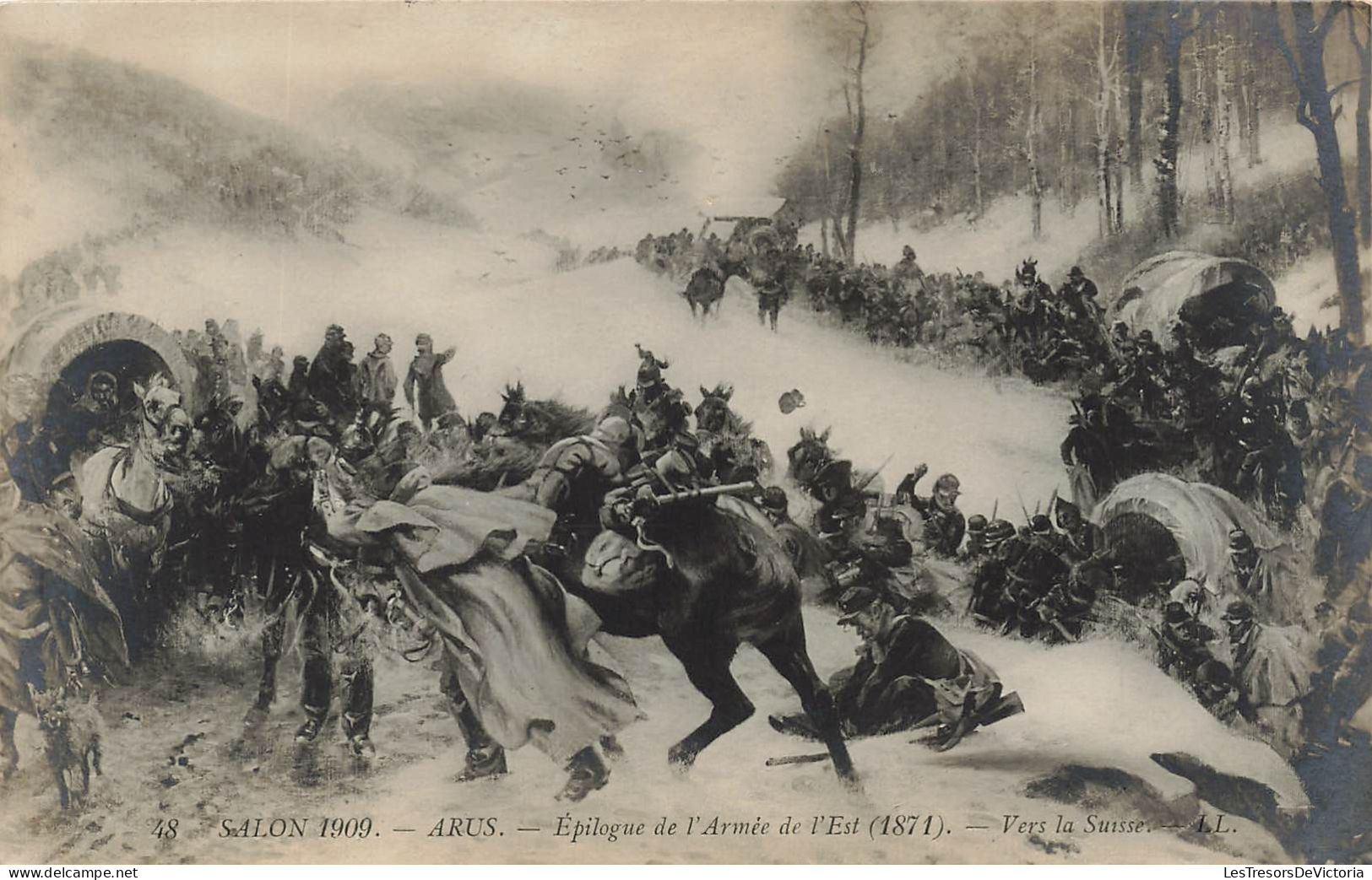 MILITARIA - Salon 1909 - Arus - Epilogue De L'Armée De L'Est (1871) - Vers La Suisse - L L - Carte Postale Ancienne - Guerres - Autres