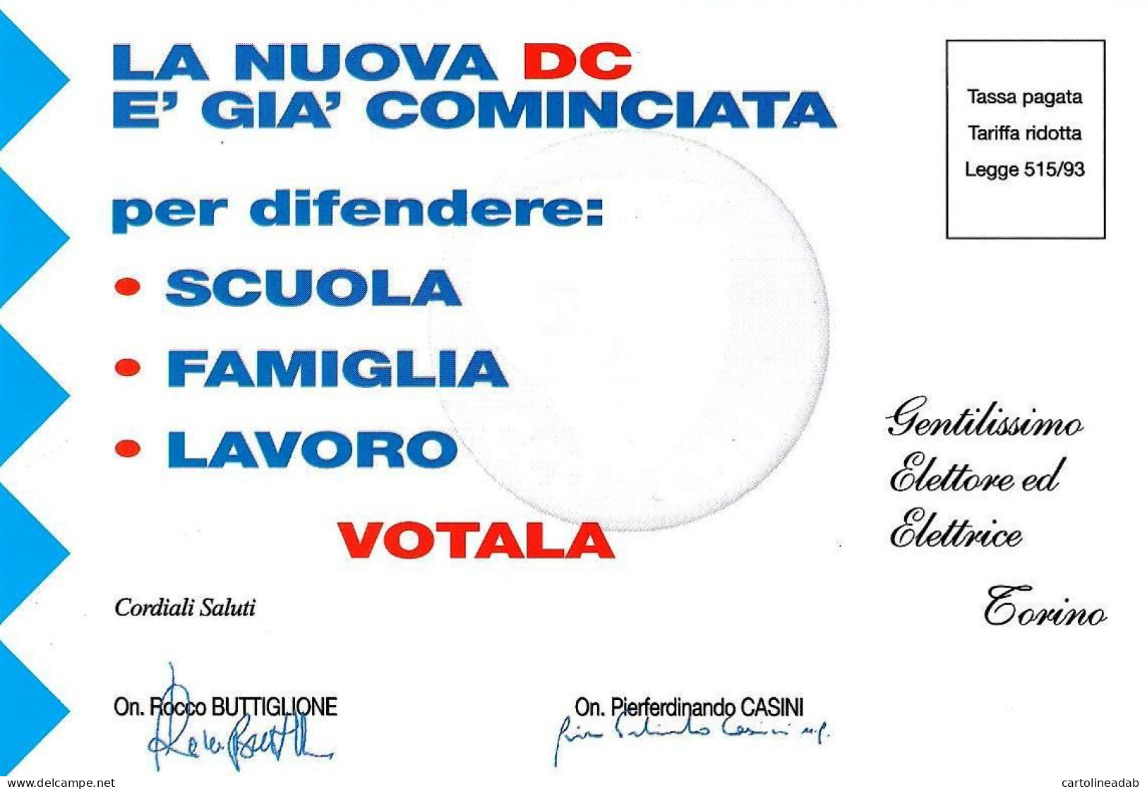 [MD8841] CPM - VOTA LA NUOVA DC - PERFETTA - Non Viaggiata - Partis Politiques & élections