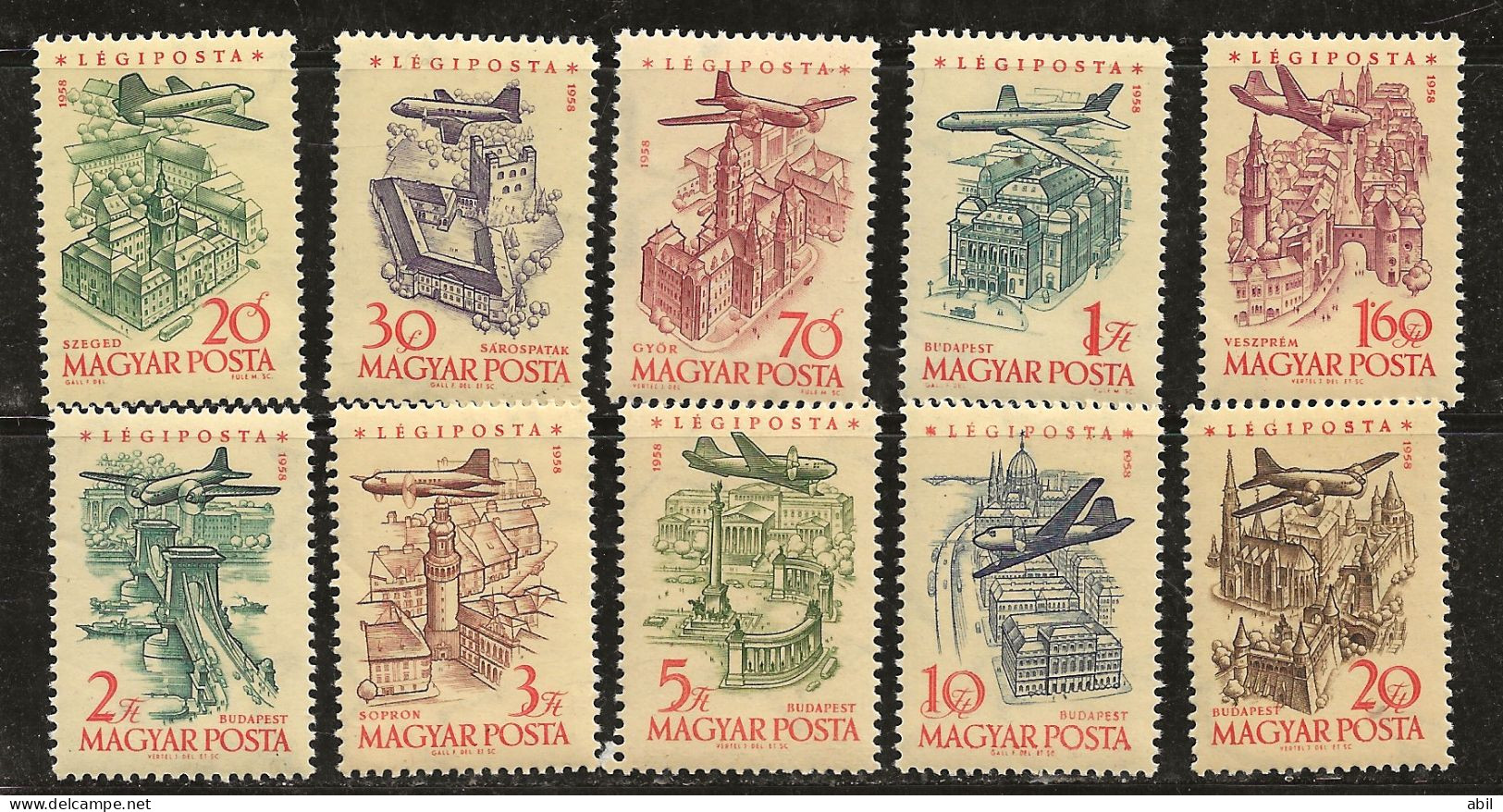 Hongrie 1958-1959 N°Y.T. :  213 à 222 ** - Unused Stamps