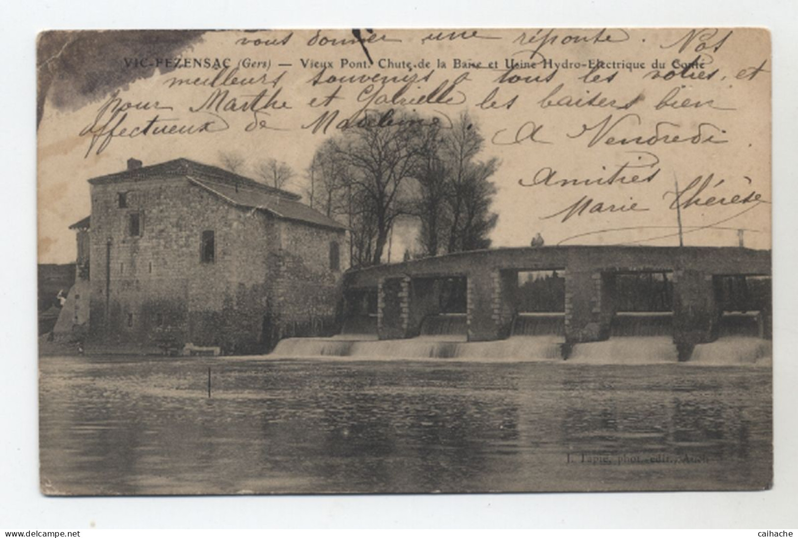 32 - VIC FEZENSAC - Vieux Pont,Chute De La Baïse Et Usine Eléctrique Du Comté - Peu Courante - - Vic-Fezensac