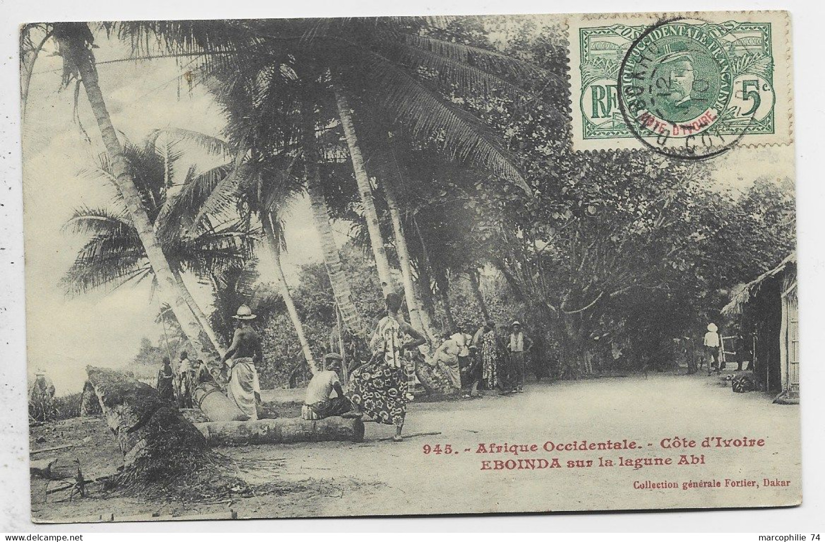 COTE D'IVOIRE 5C FAIDHERBE AU RECTO CARTE EBOINDA OBL DIMBOKRO 1910 - Briefe U. Dokumente