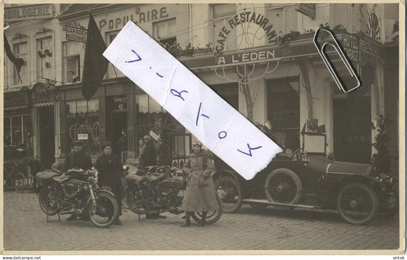 Wavre : Café-Restaurant A L'EDEN : Place Du Sablon 41-42 ( Carte Photo ):  Old Car & Moto's ( Garage Populaire - Velos ) - Waver