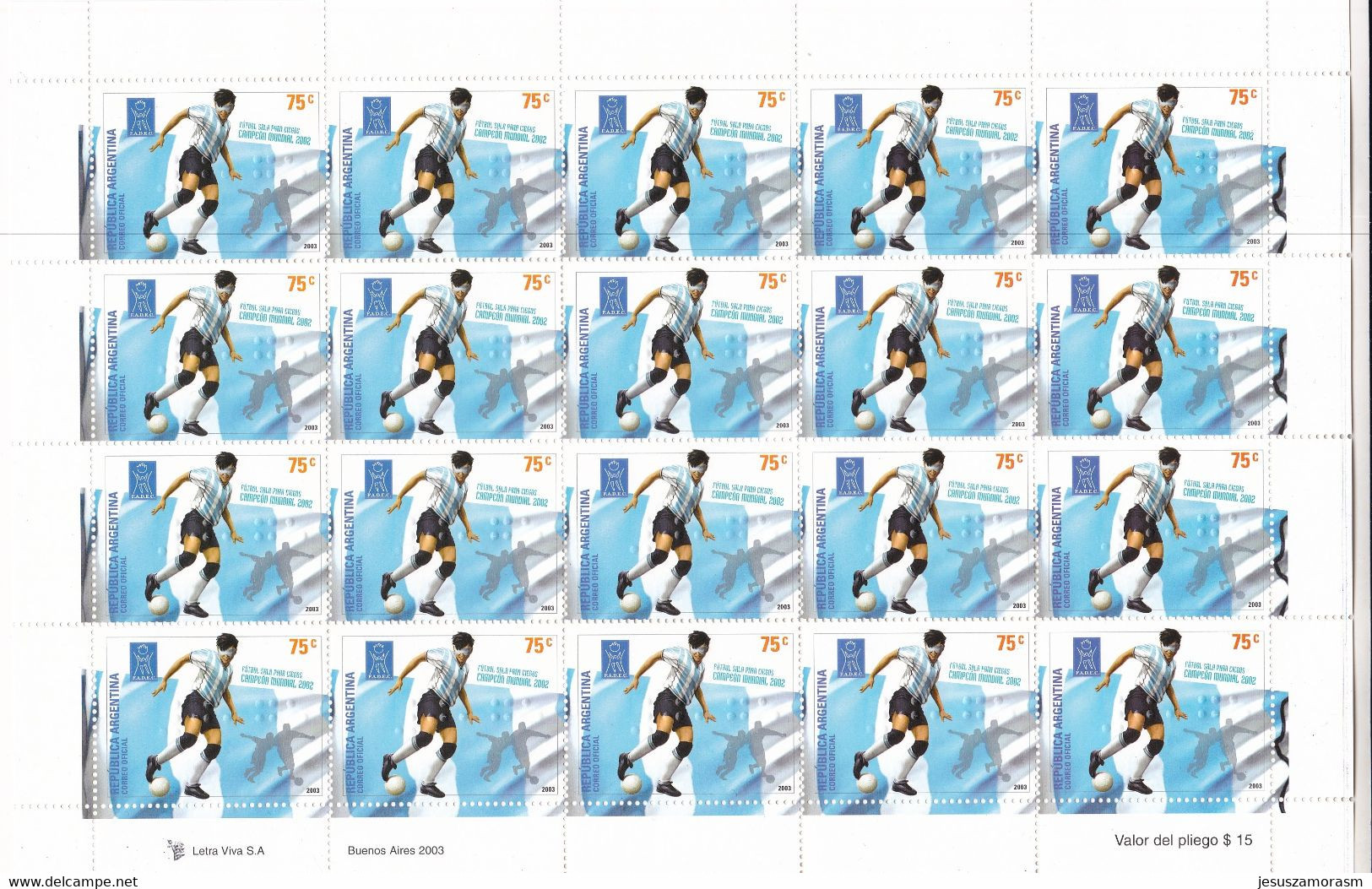 Argentina Nº 2377 Al 2378 En Pliego De 20 Series - Unused Stamps