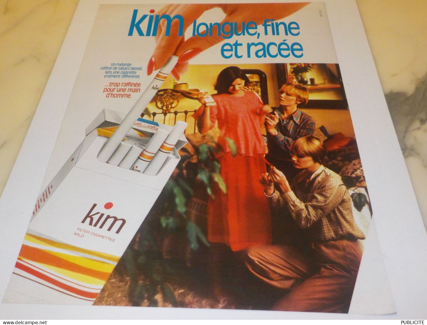 ANCIENNE PUBLICITE LONGUE FINE ET RACEE  CIGARETTE KIM  1976 - Sonstige & Ohne Zuordnung