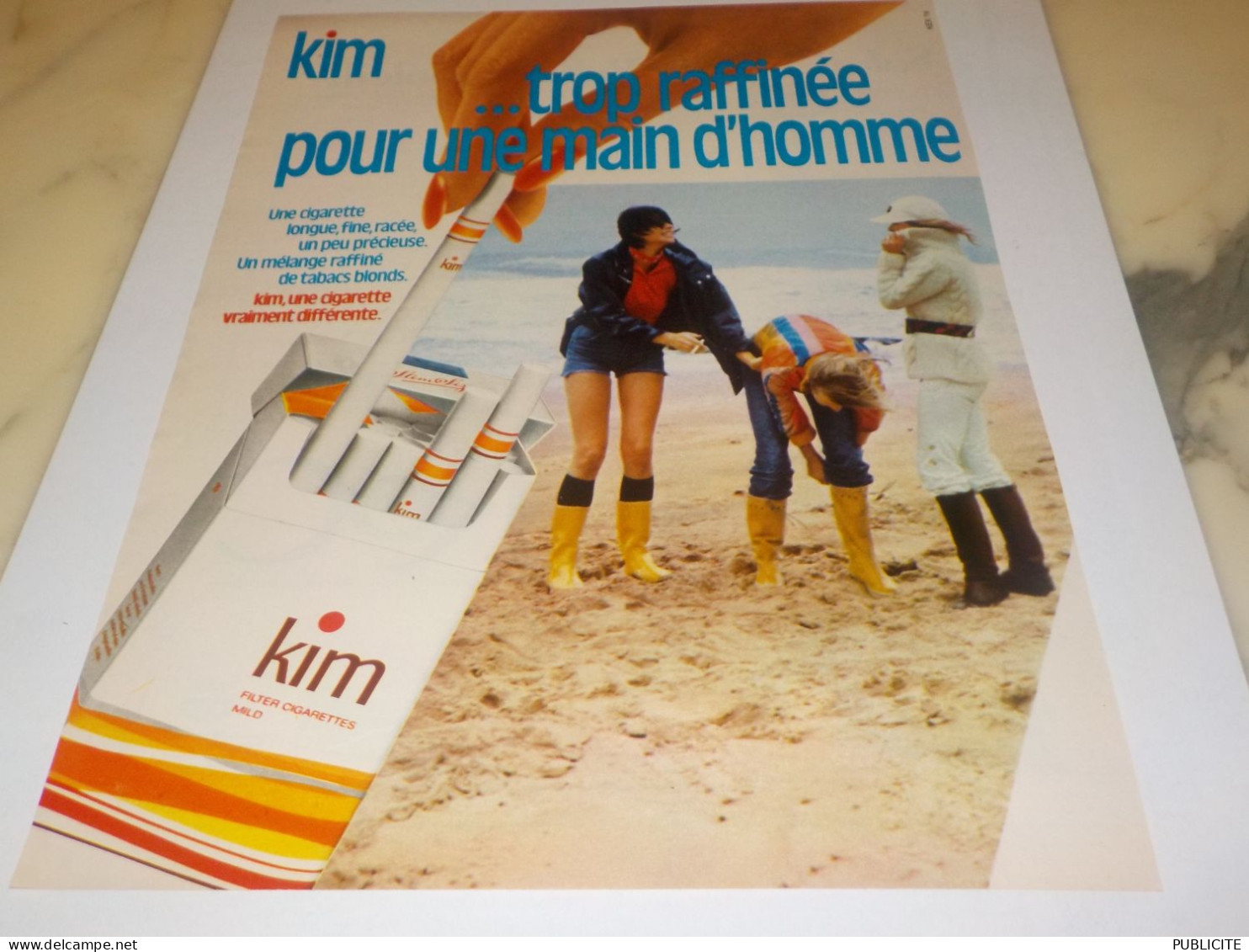 ANCIENNE PUBLICITE  TROP RAFFINEE POUR UN HOMME CIGARETTE KIM  1975 - Other & Unclassified