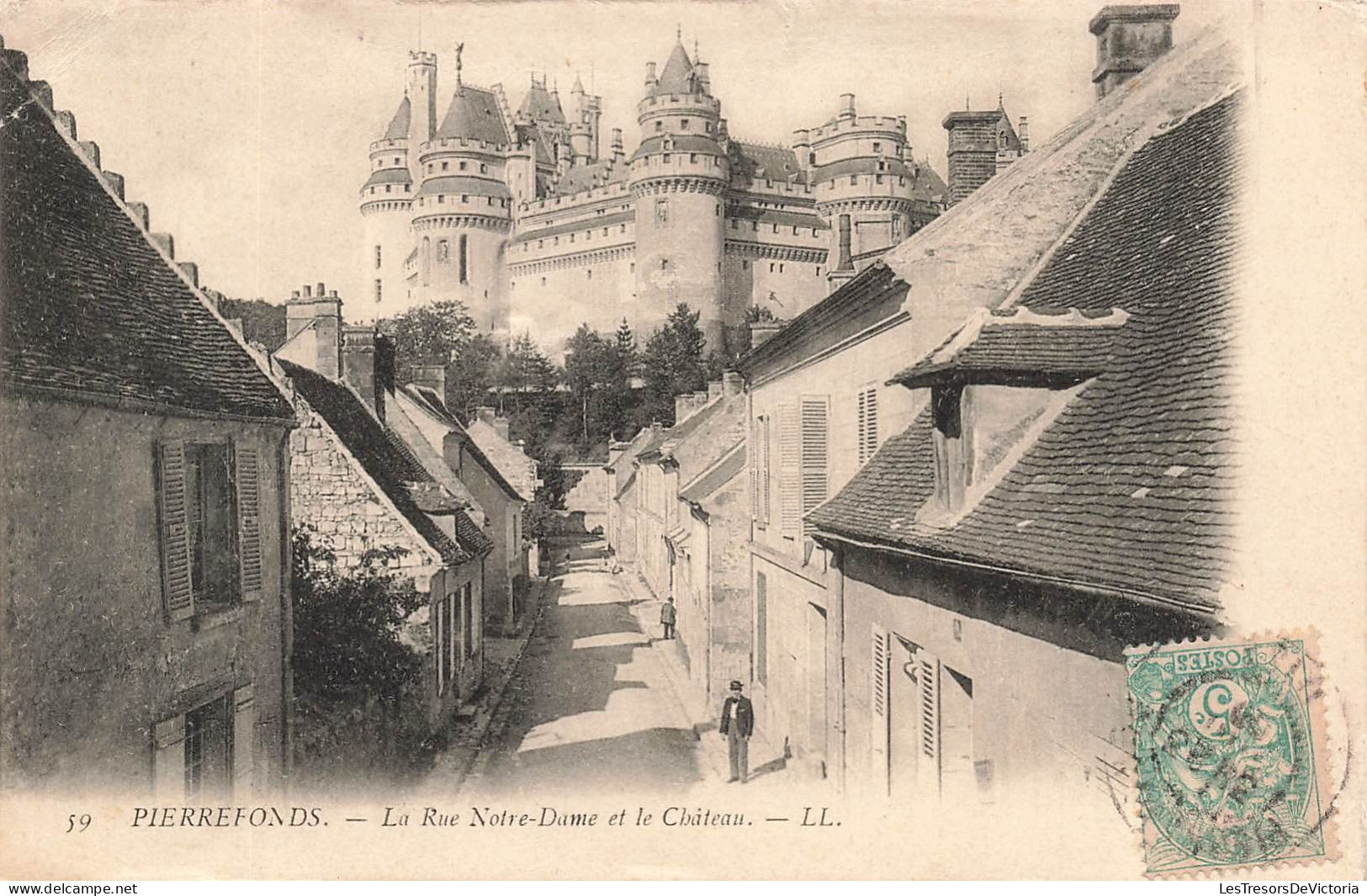 FRANCE - Pierrefonds - Vue Générale De La Rue Notre Dame Et Le Château - L L - Carte Postale Ancienne - Pierrefonds