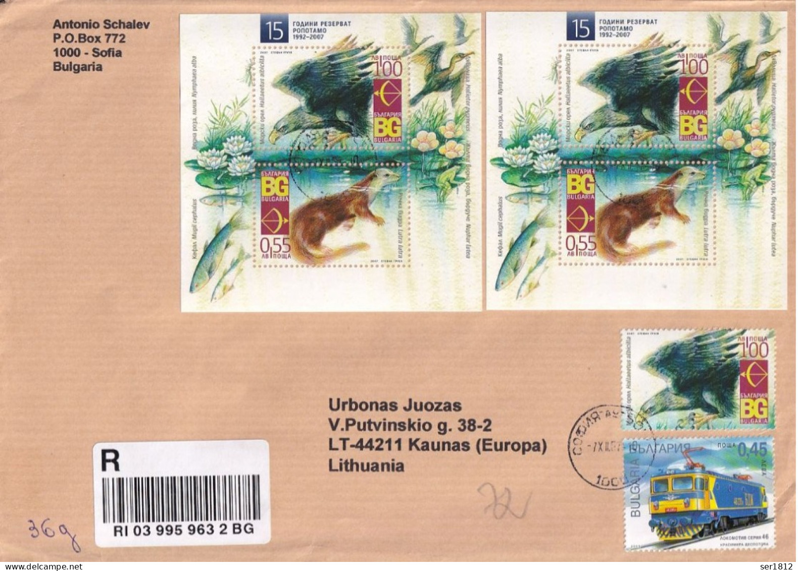 Bulgaria 2007 Postal Cover To Kaunas Lithuania From Sofia - Lettres & Documents