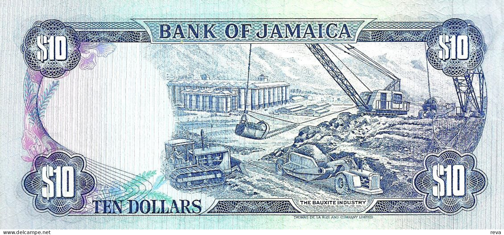 JAMAICA $10 BLUE  MAN HEAD FRONT MINE BACK DATED 01-01-1985 P71a SIGN.7 UNC READ DESCRIPTION !! - Jamaique