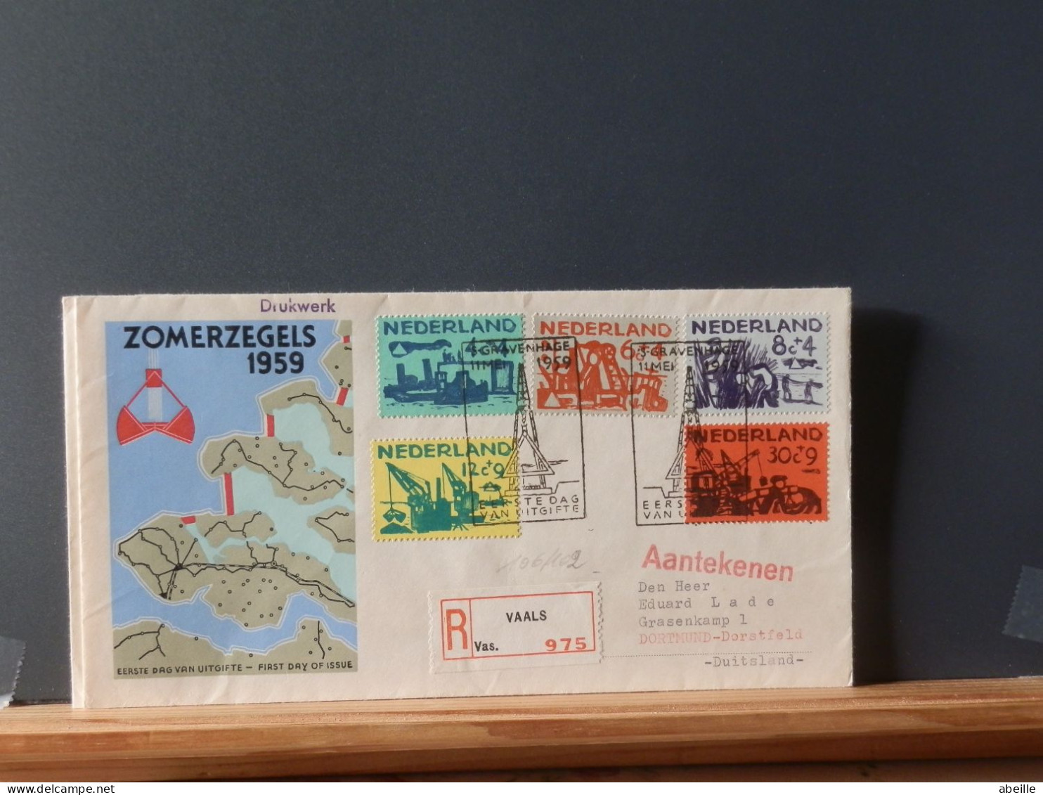 106/102  FDC  NEDERLAND  1959  AANGETEKEND NAAR DUITSLAND - FDC