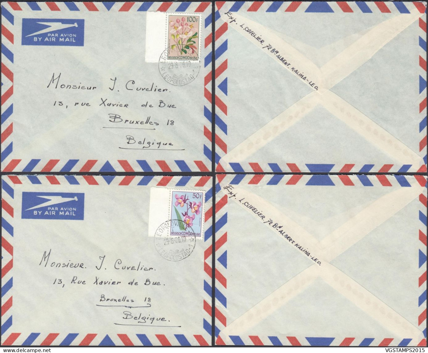 Congo Belge 1960 - 2 Lettres Par Avion. Cob Nr.: 322/3. Du Dernier Jour Du Congo Belge. RARE¡¡¡.... (EB) AR-01891 - Gebraucht