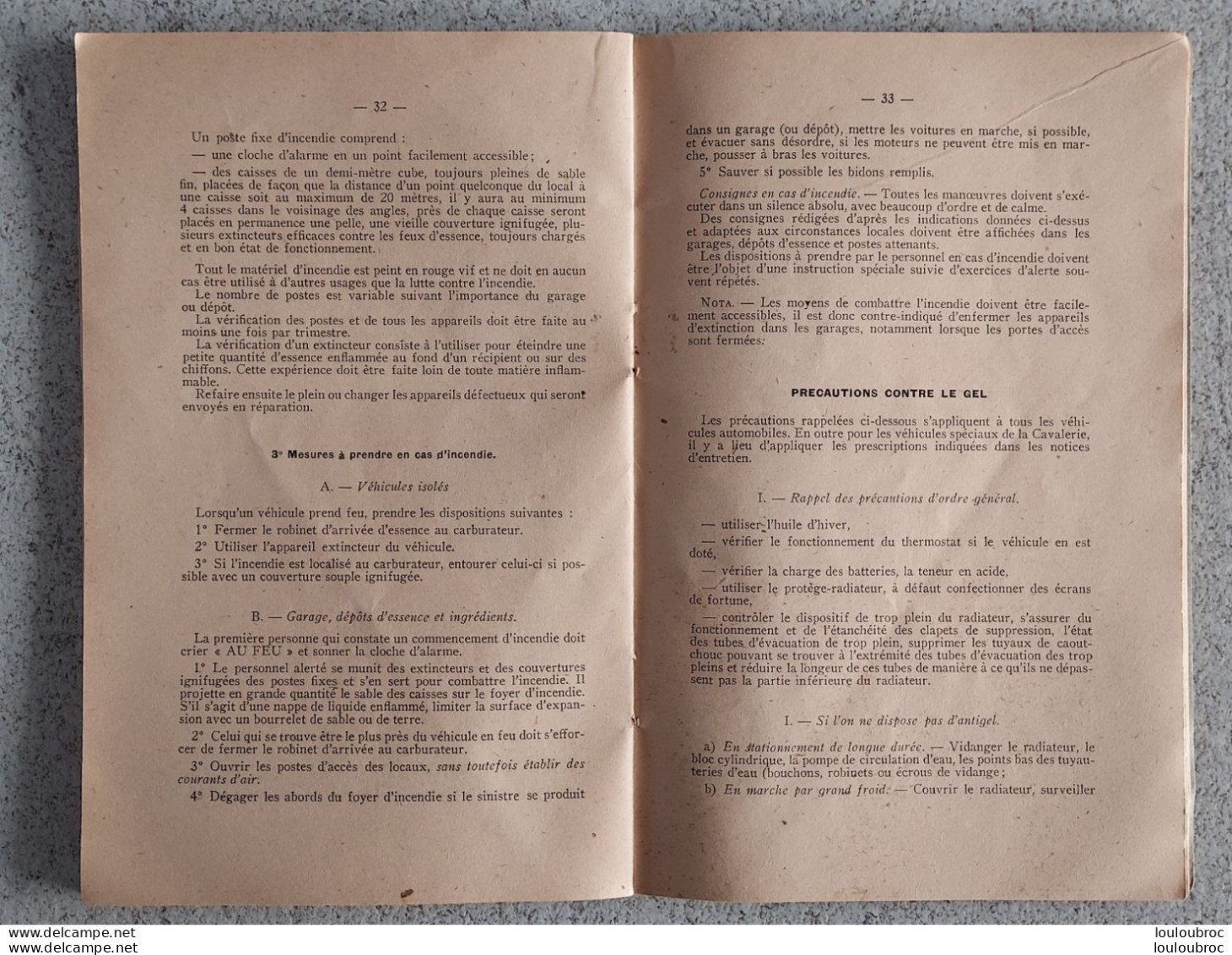 INSTRUCTION SUR L'ENTRETIEN ET L'EMPLOI DU MATERIEL AUTOMOBILE MINISTERE DE LA GUERRE 03/1943 LIVRET DE 45 PAGES - 1939-45
