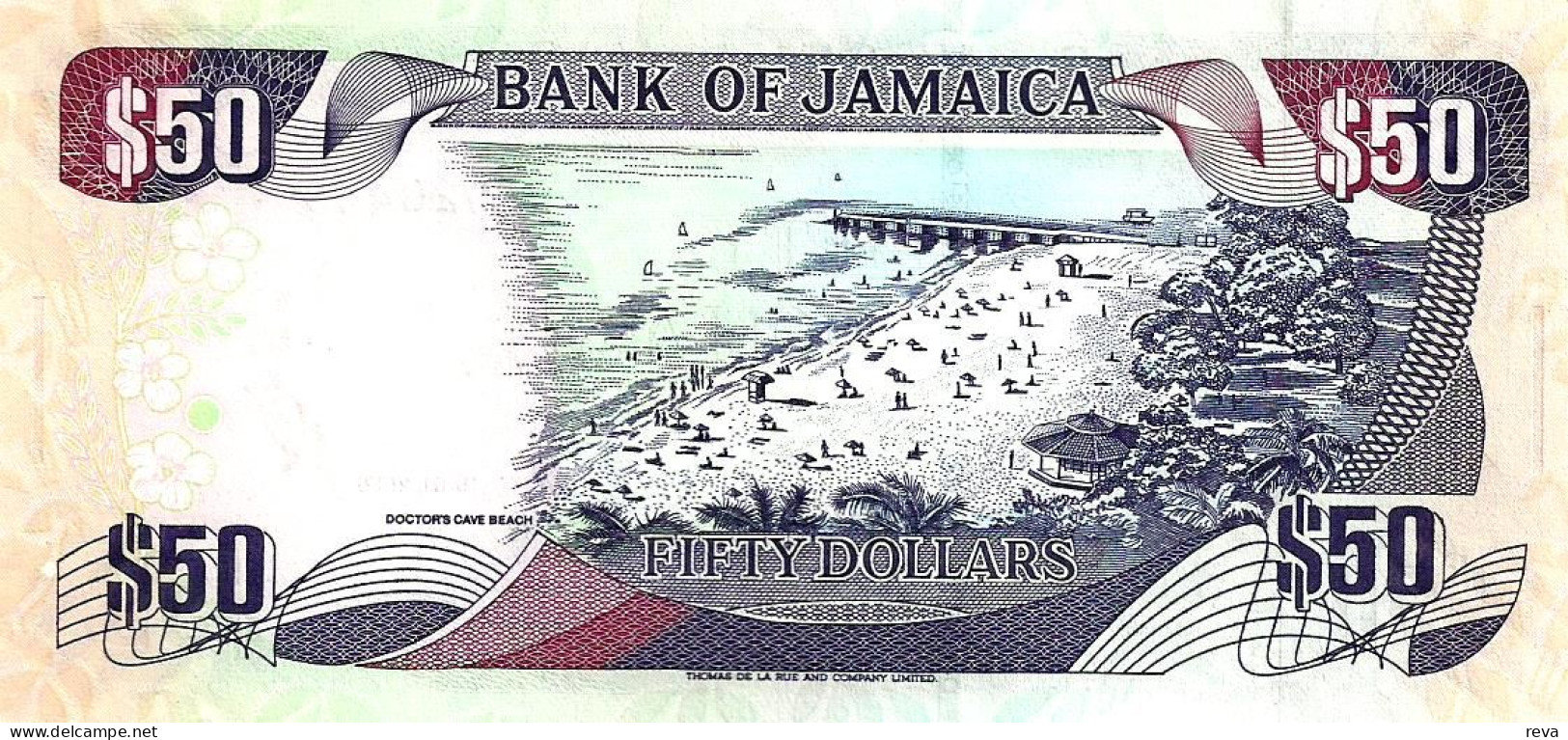 JAMAICA $50 PURPLE  MAN HEAD FRONT BEACH SCENERY BACK DATED 15-01-2007 P? SIGN.13 UNC READ DESCRIPTION !! - Jamaique