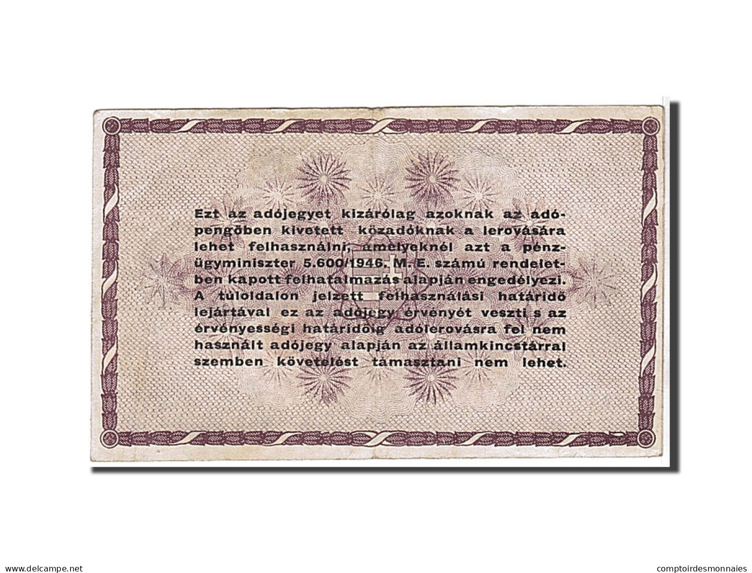 Billet, Hongrie, 100,000 (Egyszázezer) Adópengö, 1946, KM:144e, TTB - Ungarn