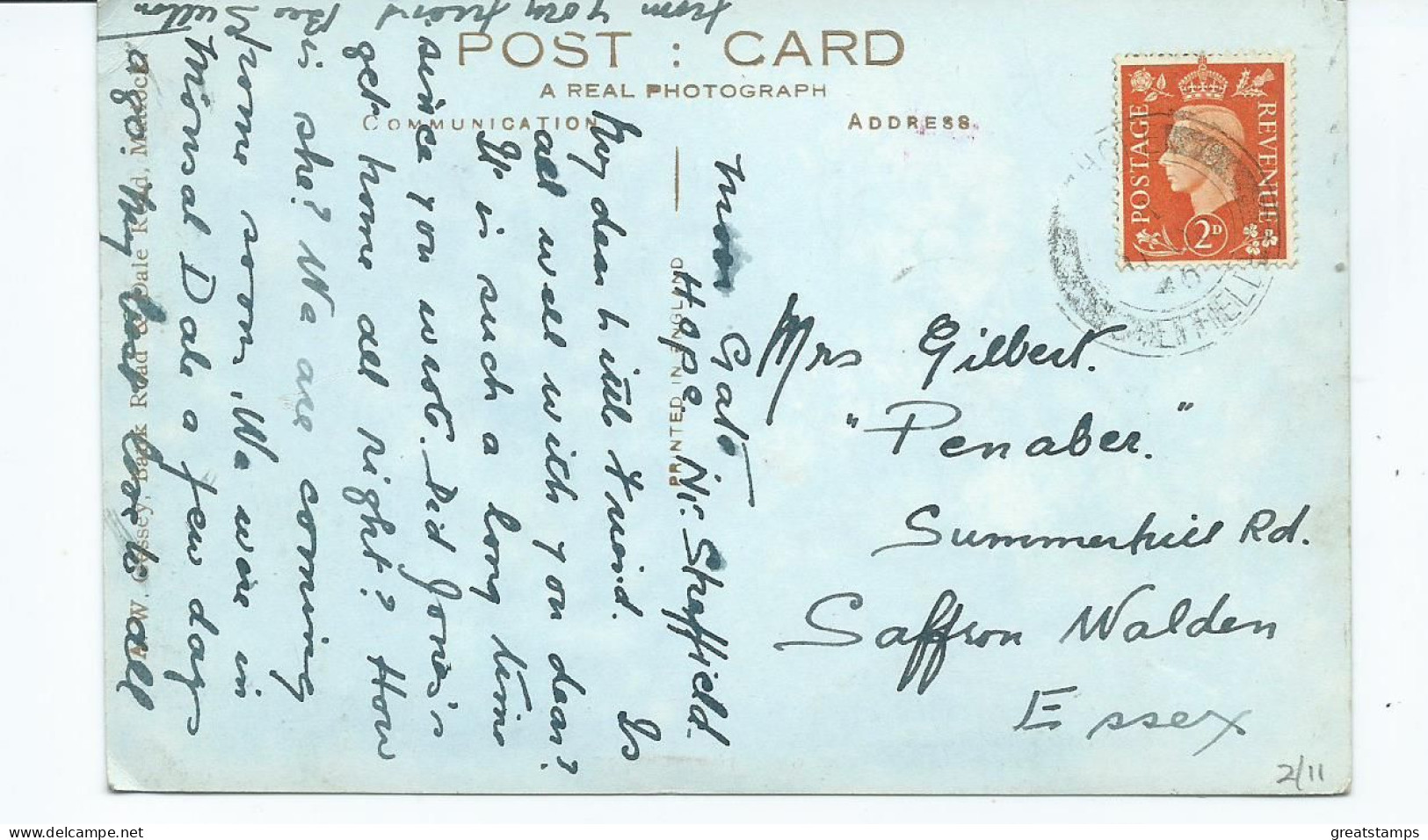 Postcard Cumbria Monsal  Dale  From Monsal Heel   Viaduct Posted 1940 Rp Corner Wear - Kunstwerken