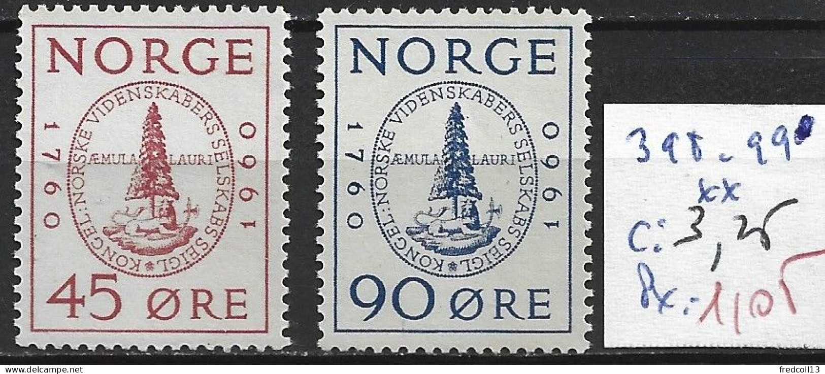 NORVEGE 398-99 ** Côte 3.25 € - Neufs