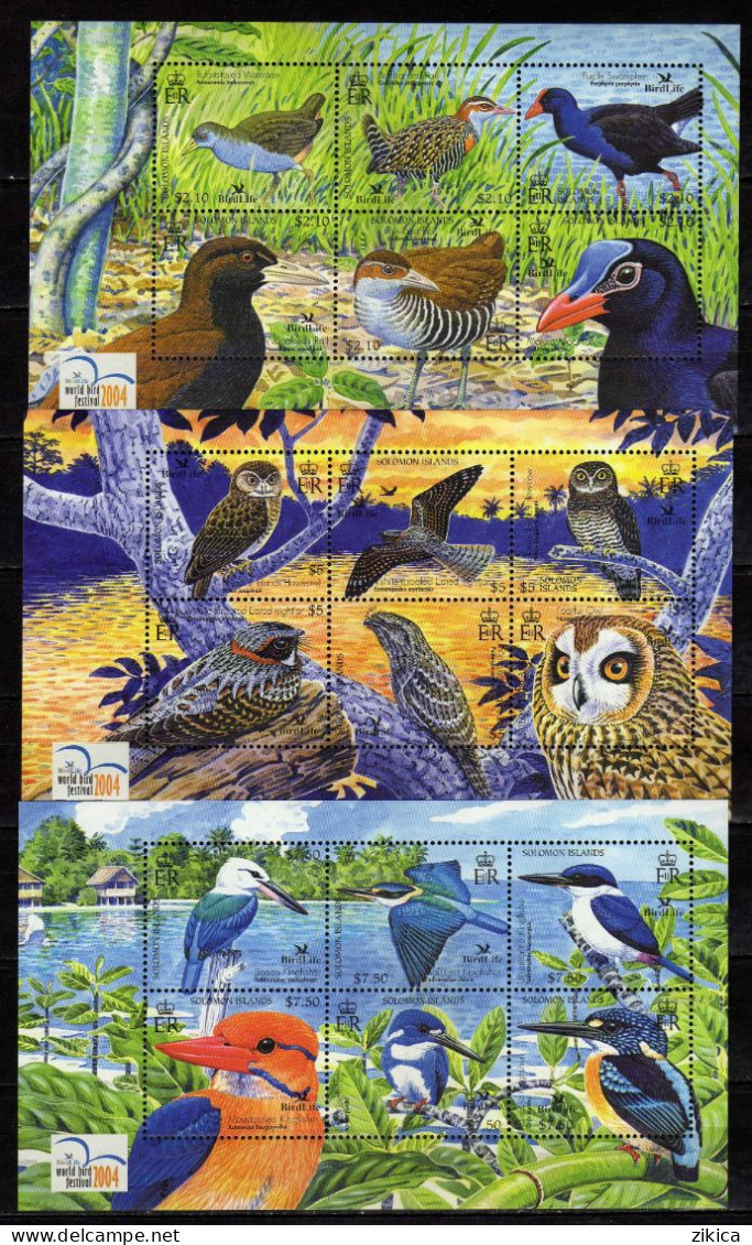 Solomon Islands - 2004 BirdLife International - World Bird Festival 2004 - 3 M/S ( Full Serial ) MNH** - Solomon Islands (1978-...)