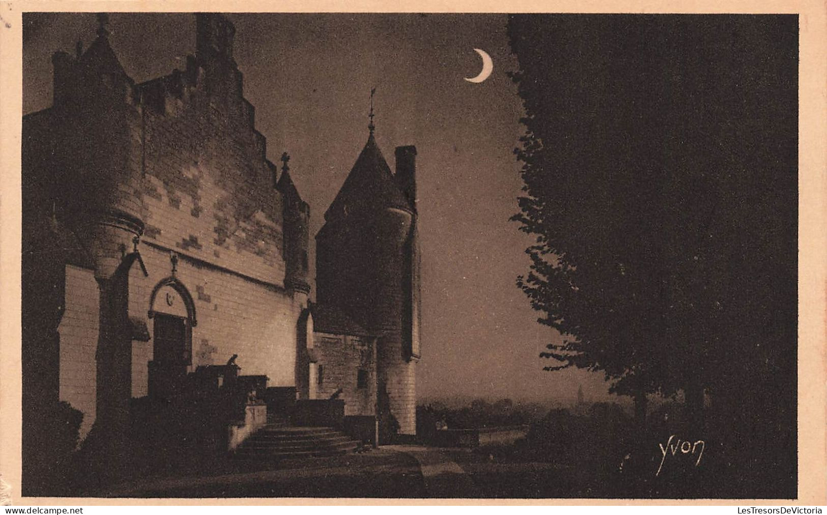 FRANCE - Loches - Clair De Lune Sur Le Château Royal - Carte Postale Ancienne - Loches