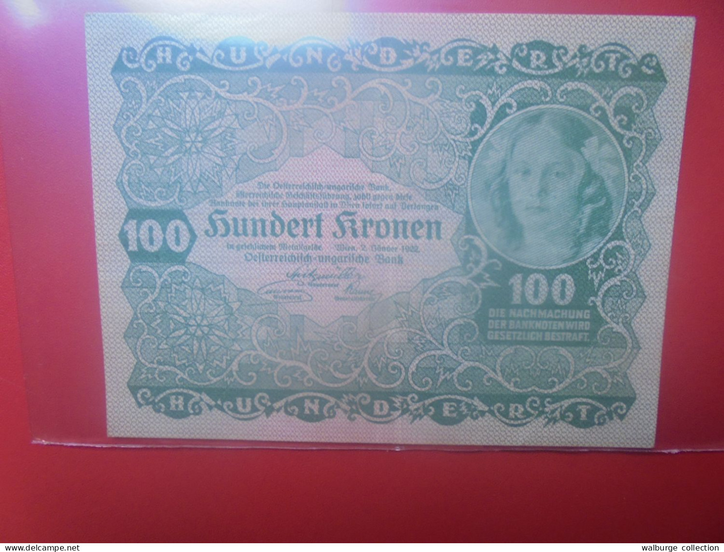 AUTRICHE 100 KRONEN 1922 Circuler (B.33) - Austria