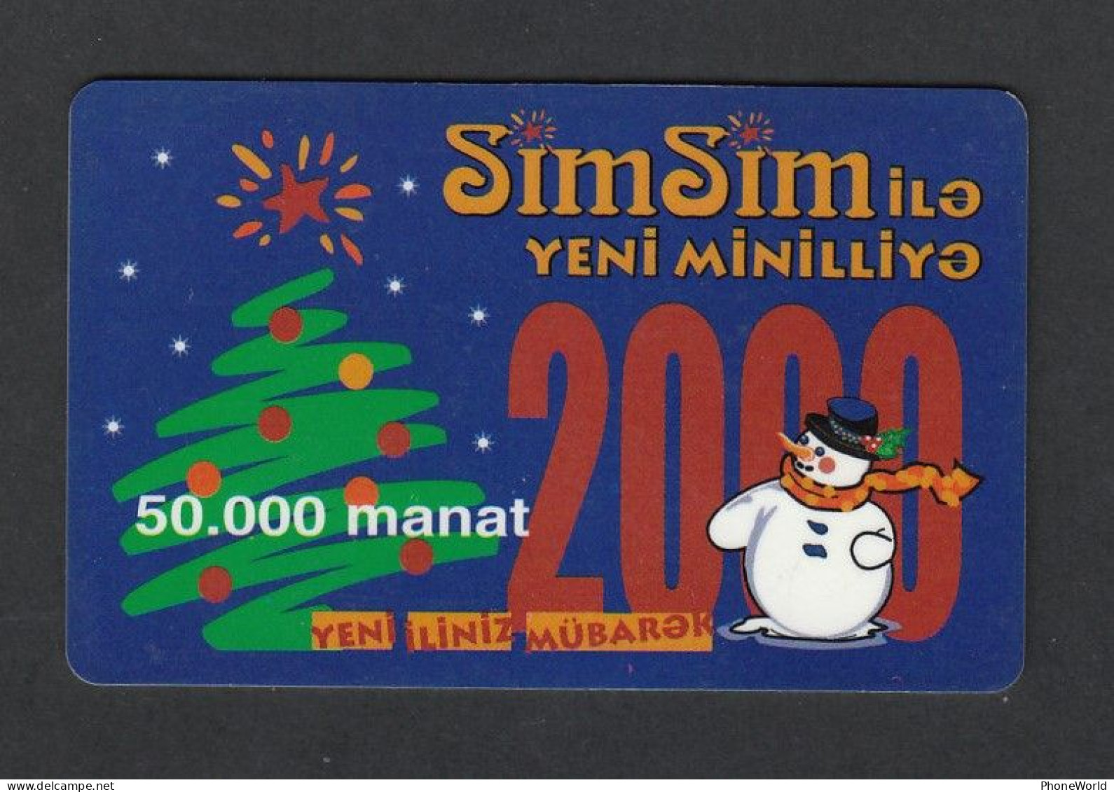 Azerbeidzjan, AzerCell, Happy New Year & Christmas 2000, Snowman, New Millennium! - Azerbeidzjan