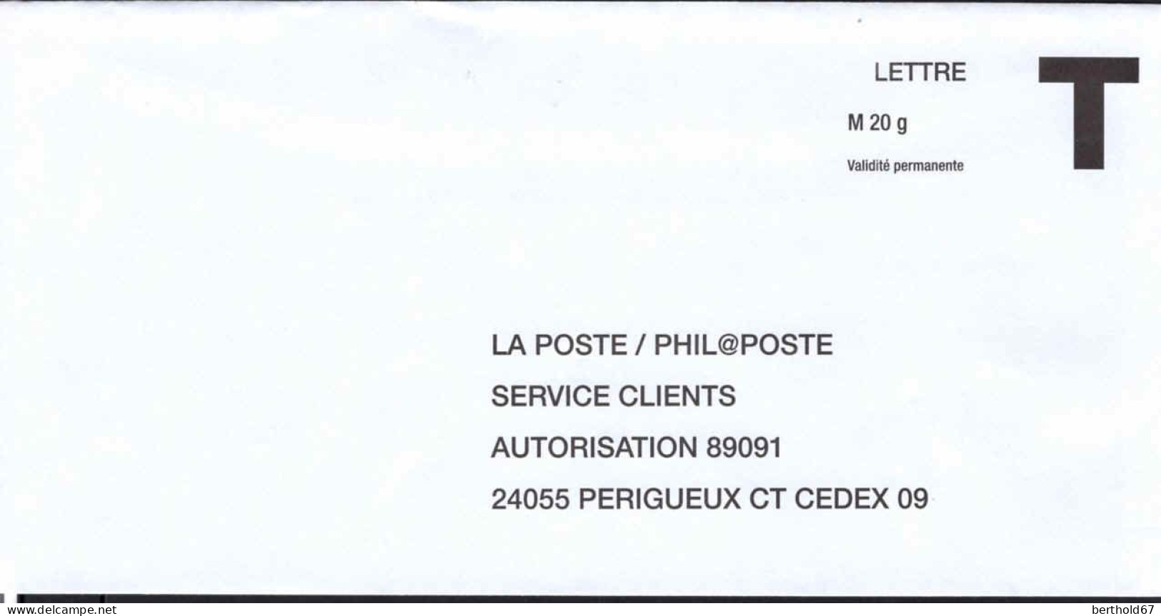 France Entier-P N** (7020) La Poste Philaposte Aurorisation 89091 Lettre M20g Val.permanente - Cards/T Return Covers