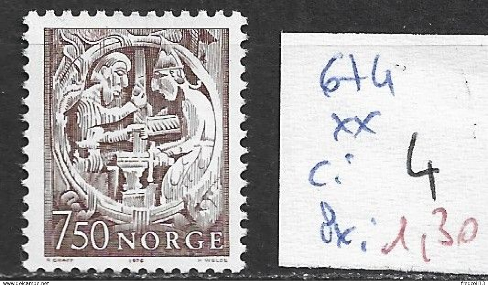 NORVEGE 674 ** Côte 4 € - Neufs