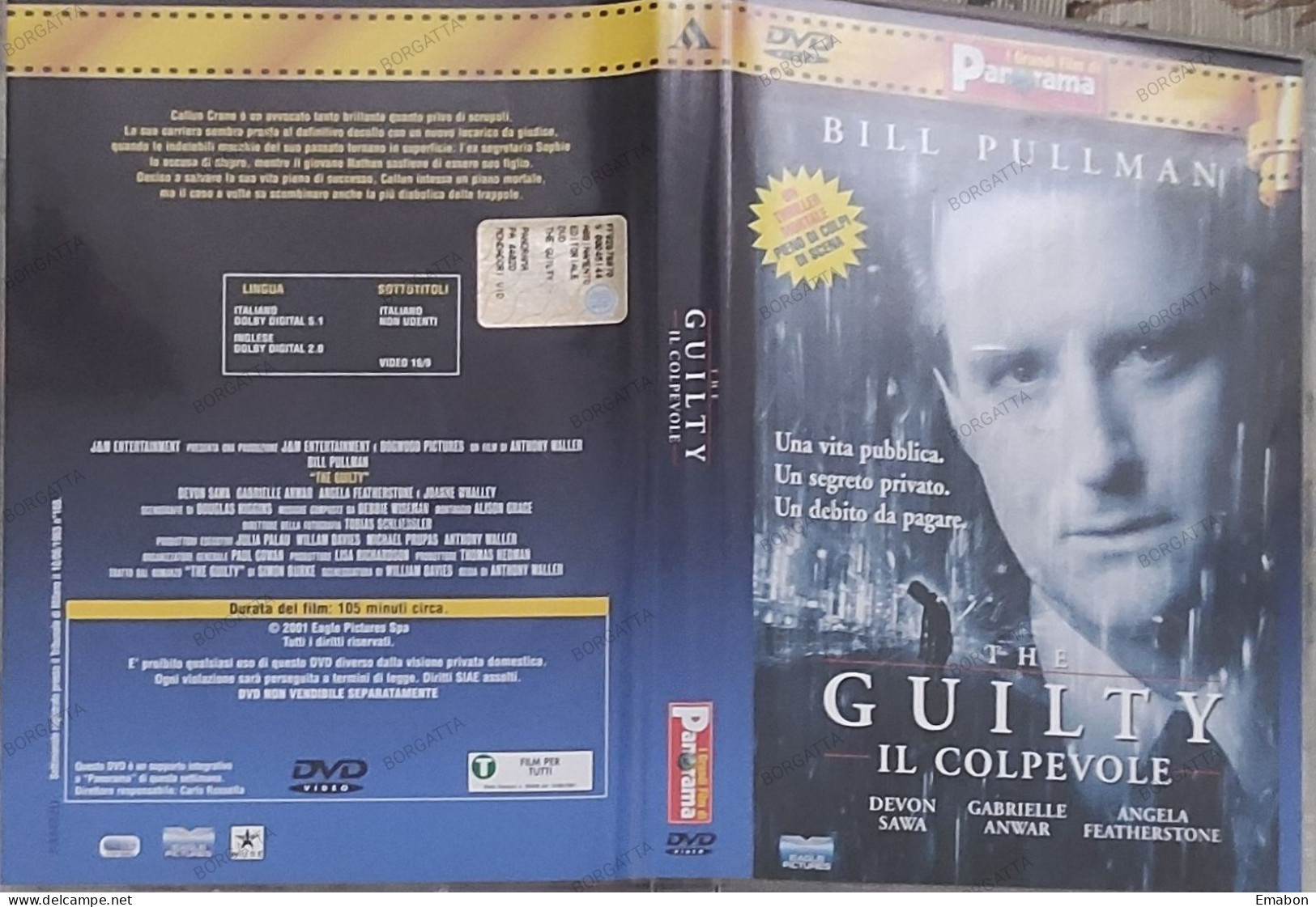 BORGATTA - THRILLER - Dvd  " THE GUILTY IL COLPEVOLE " BILL PULLMAN - PAL 2 - PANORAMA 2001-  USATO In Buono Stato - Dramma