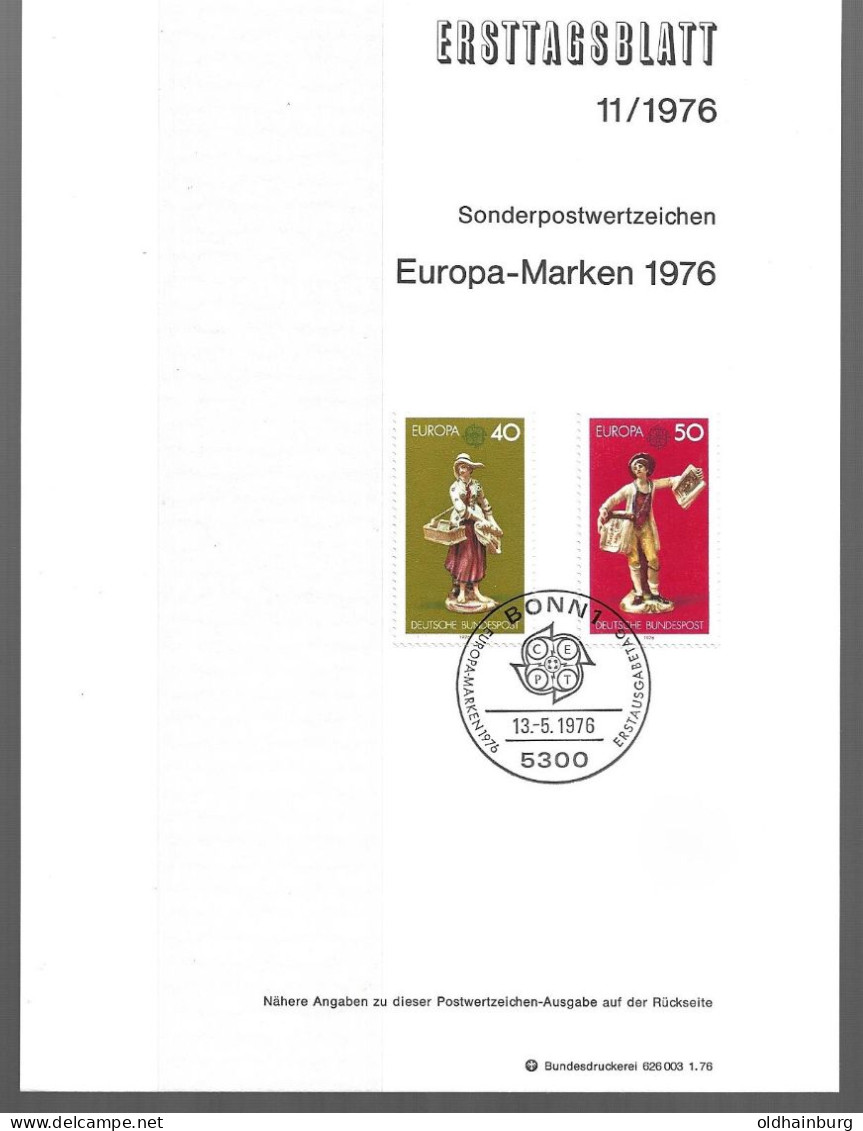 0543v: BRD- ETB 1976, Cept- Serie "Kunsthandwerk" - 1976