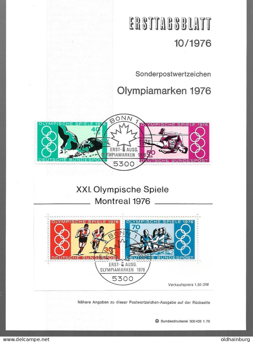 0543w: BRD- ETB 1976, "Olympia 1976" - Ete 1976: Montréal