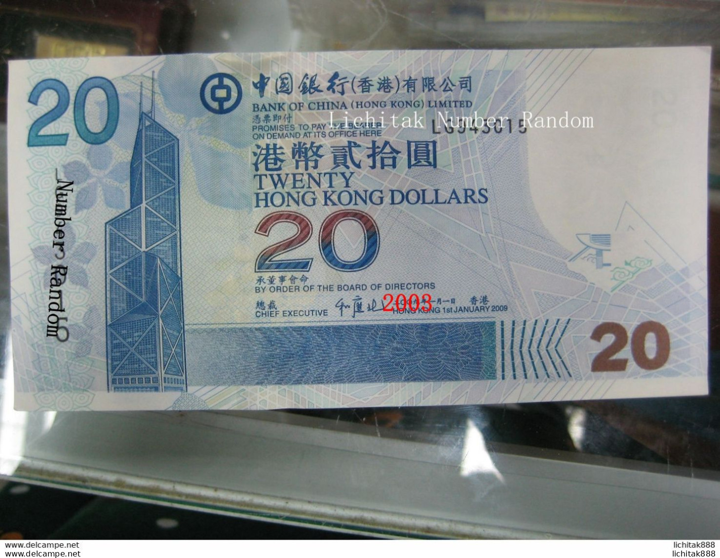 Hong Kong 2003  Bank OF China $20 Banknote UNC €4/pc Number Random - Hongkong