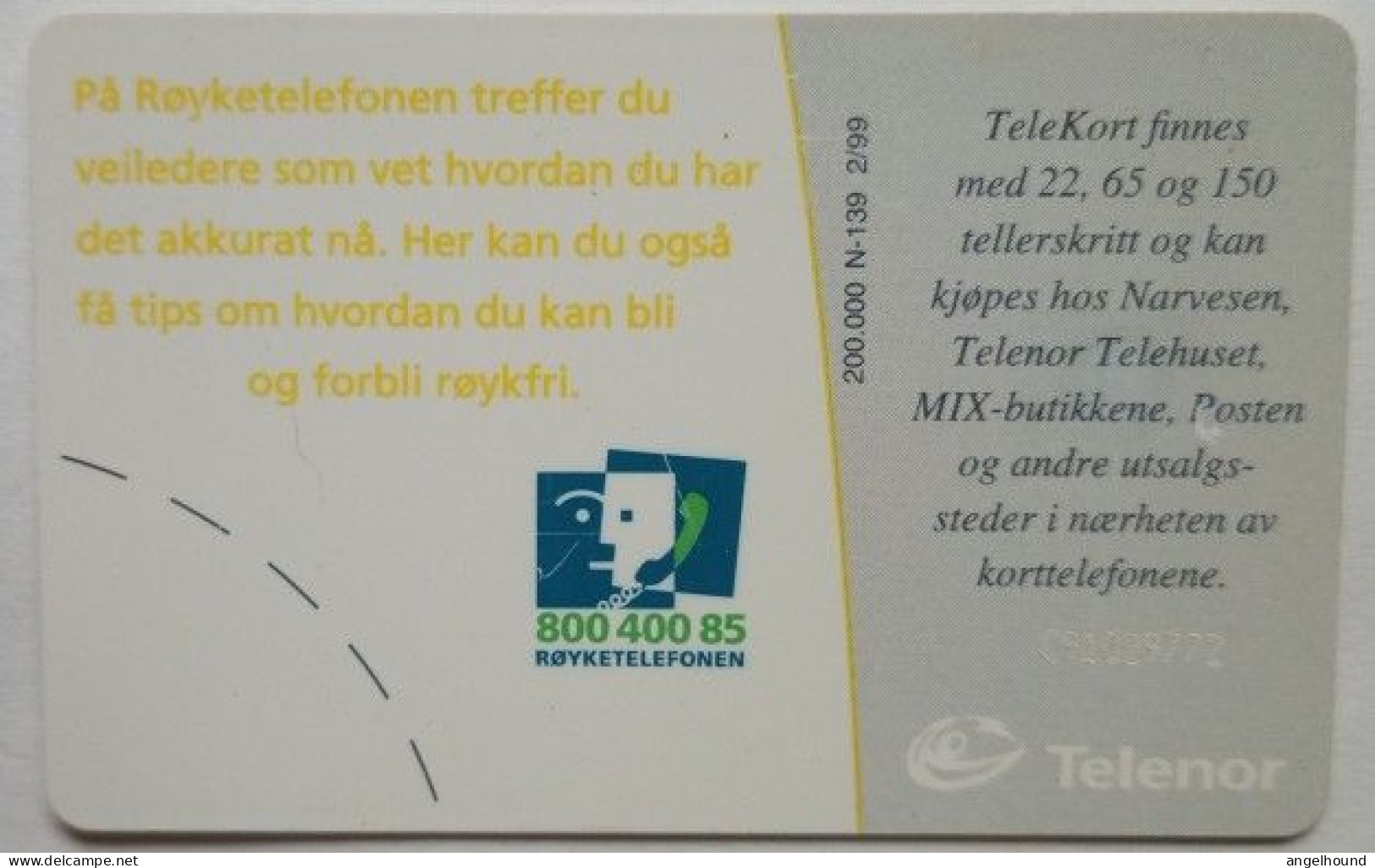 Norway 22 Units Chip Card - Royketelefonen ( N-139 2/99 ) - Noruega