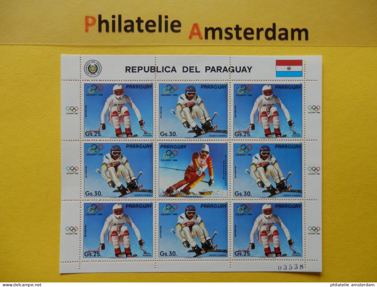 Paraguay 1987, OLYMPICS CALGARY: Mi 4114-15, ** - KB - Invierno 1988: Calgary